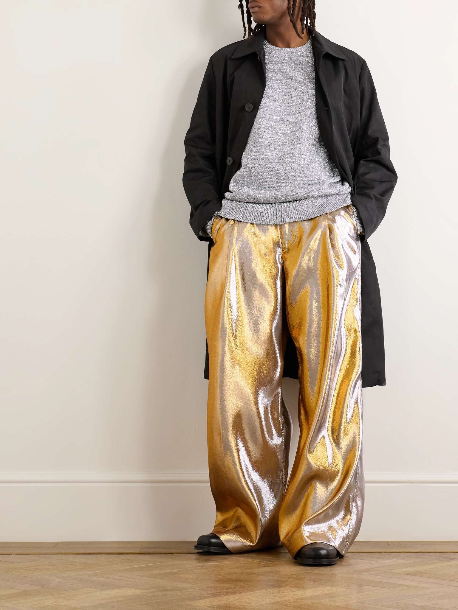 Wide-Leg Lamé Suit Trousers - 2