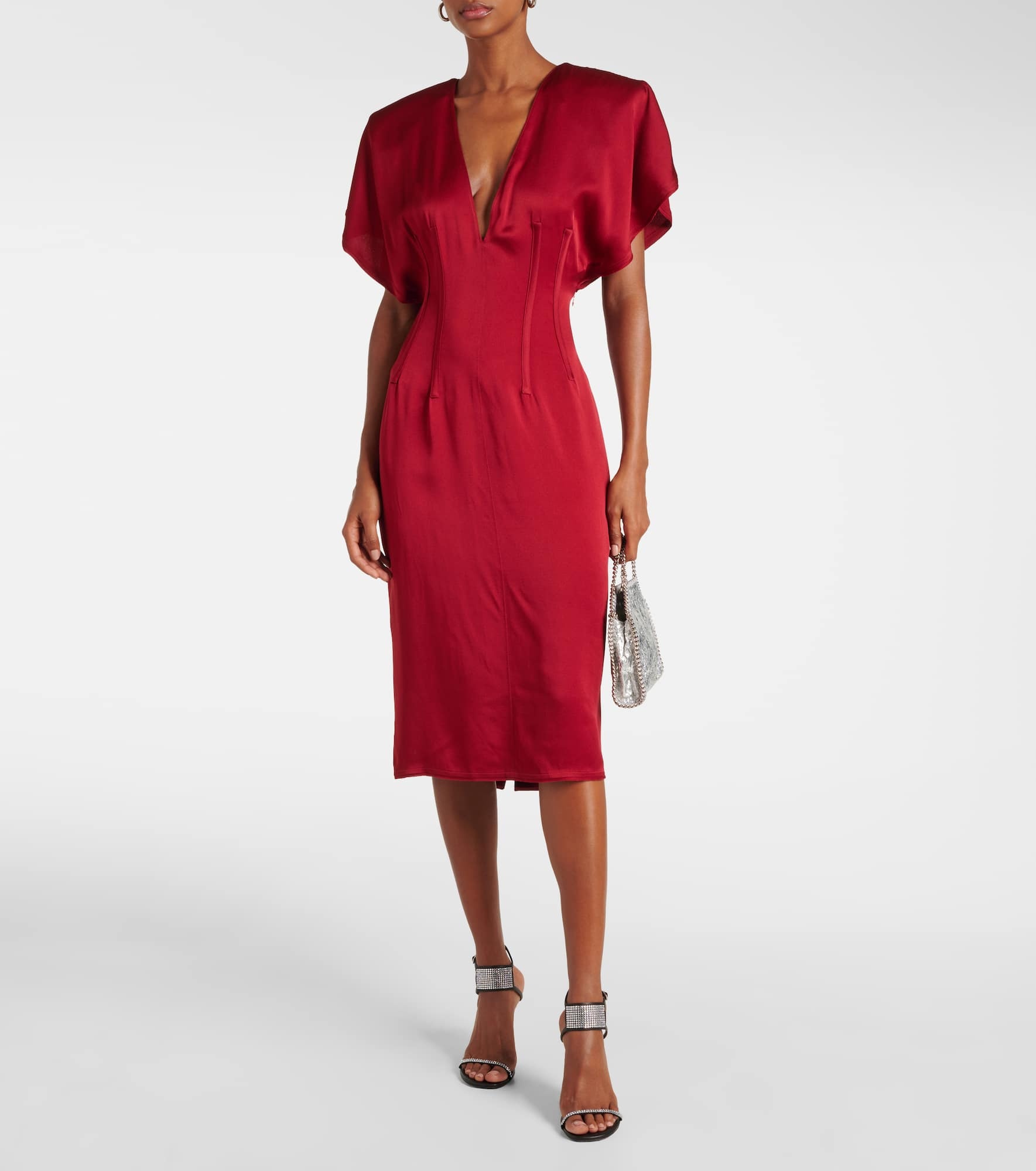 Draped satin midi dress - 2