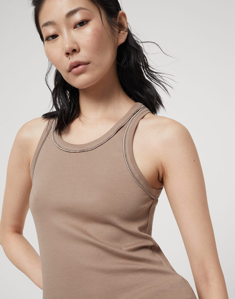 스트레치 면 ribbed jersey top 와 새틴 트림 3