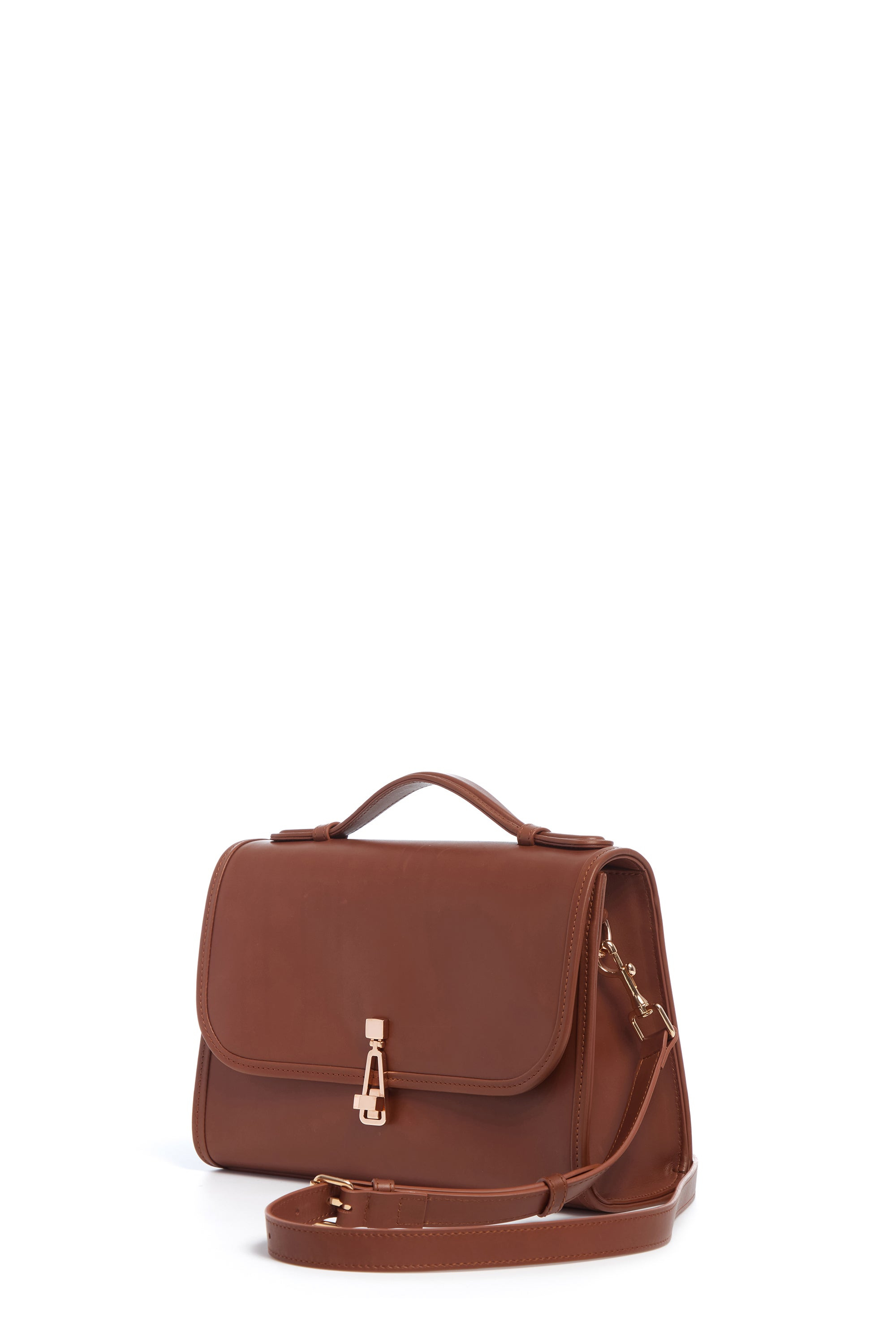Medium Leonora Flap Bag in Cognac Leather - 2