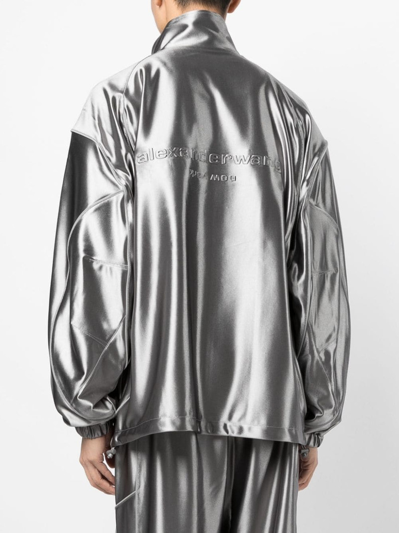 logo-embossed metallic track jacket 4