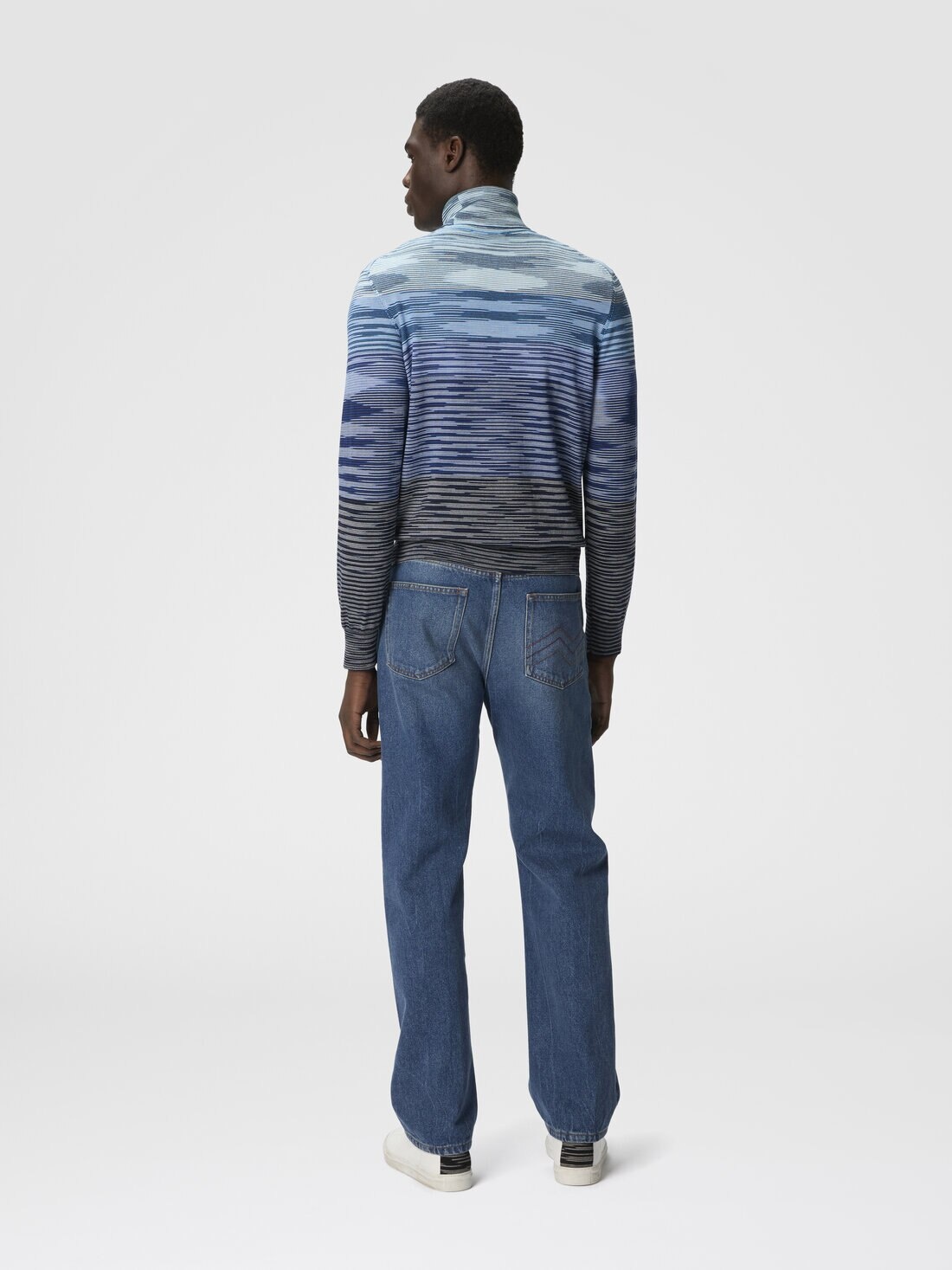High-Neck Sweater in All-Over Flame Wool - 3