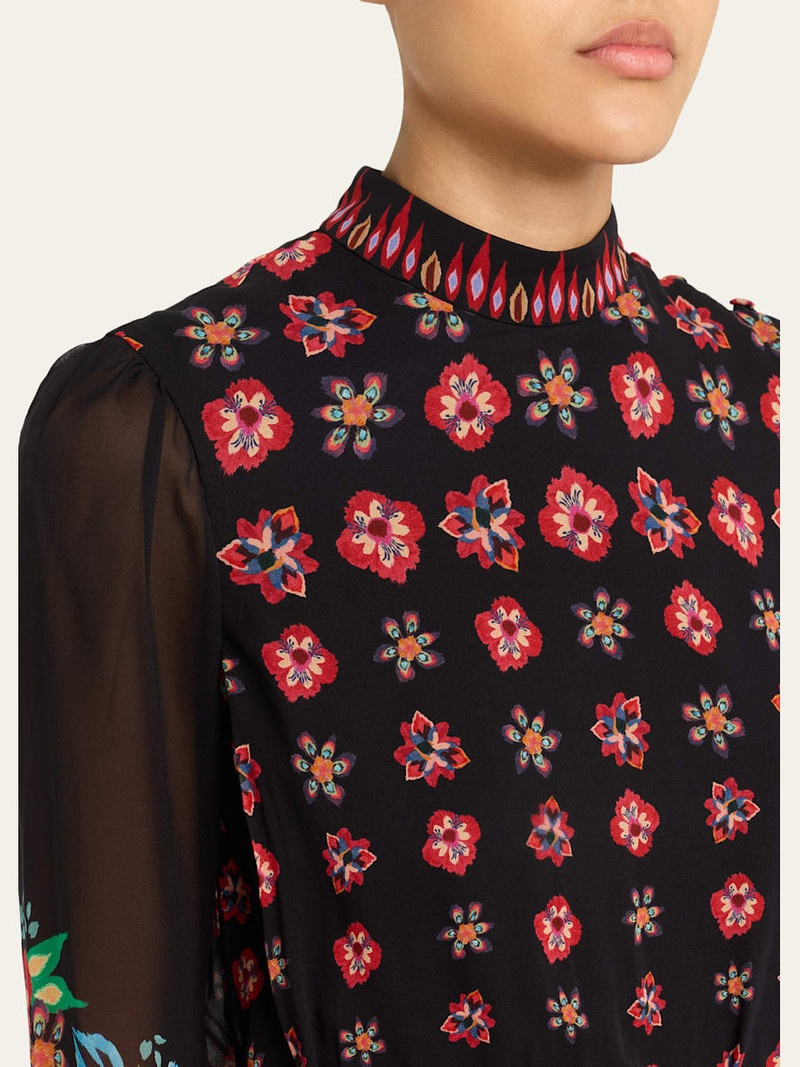 Isa Floral Silk Short Dress 5