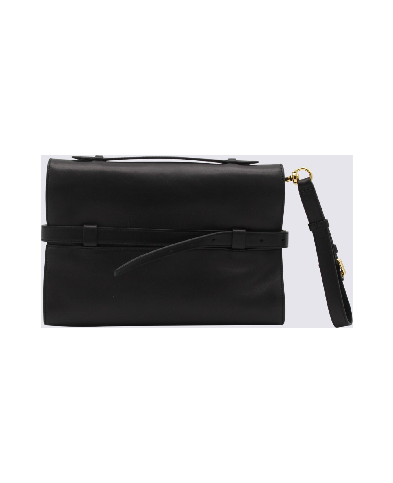 Black Leather Shoulder Bag - 3