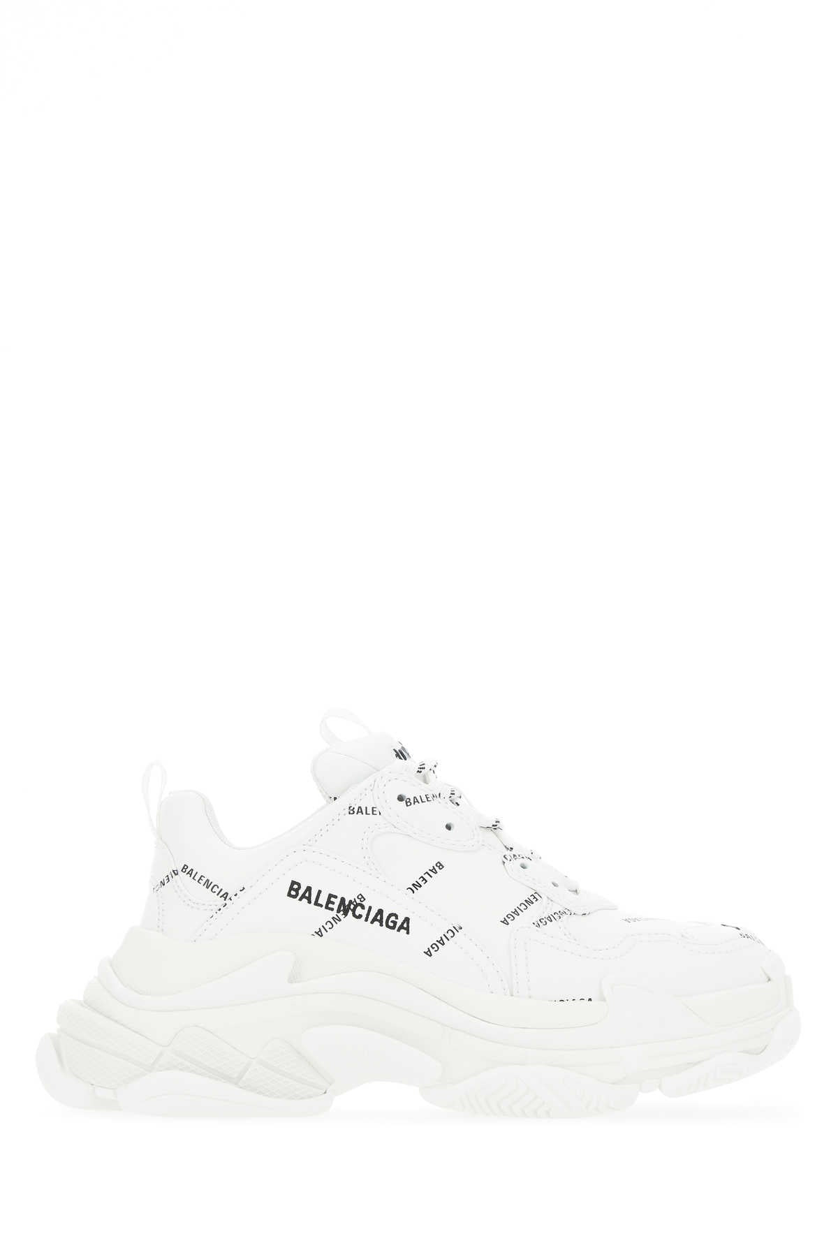 Balenciaga Women White Synthetic Leather Triple S Sneakers - 1