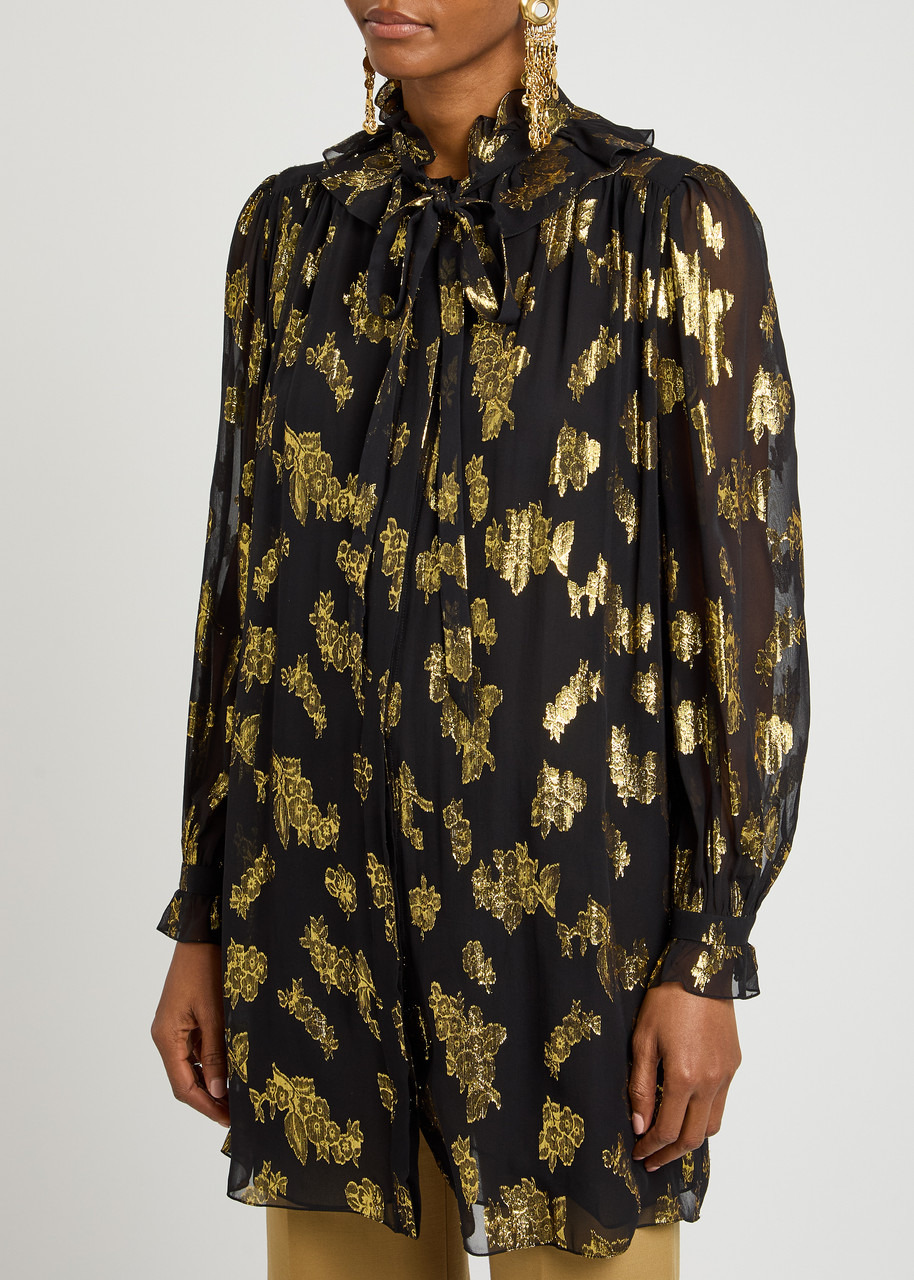 Chloe Metallic Floral-jacquard Silk-blend Mini Dress - 2