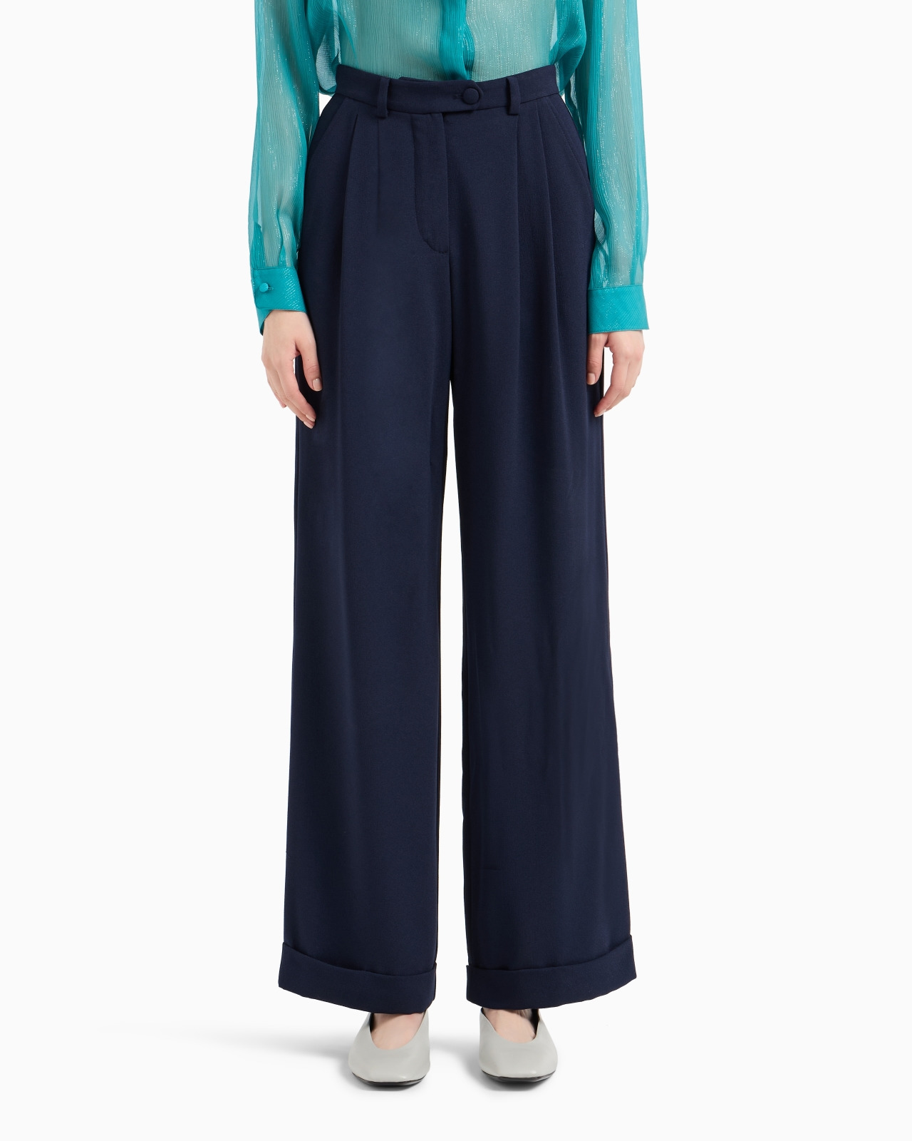 Sablé stretch fabric trousers with pleats - 2