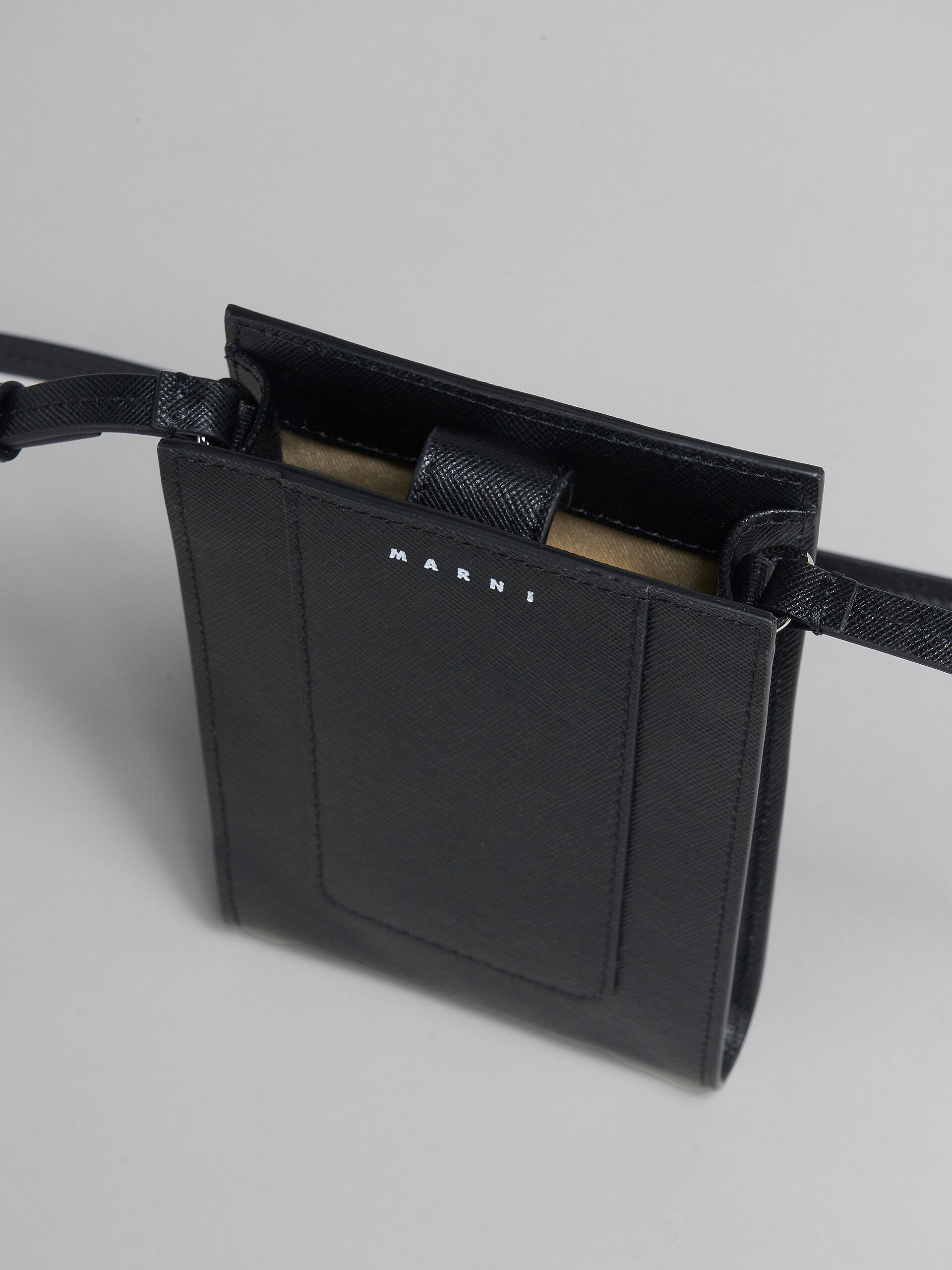 BLACK SAFFIANO LEATHER PHONE CASE - 4