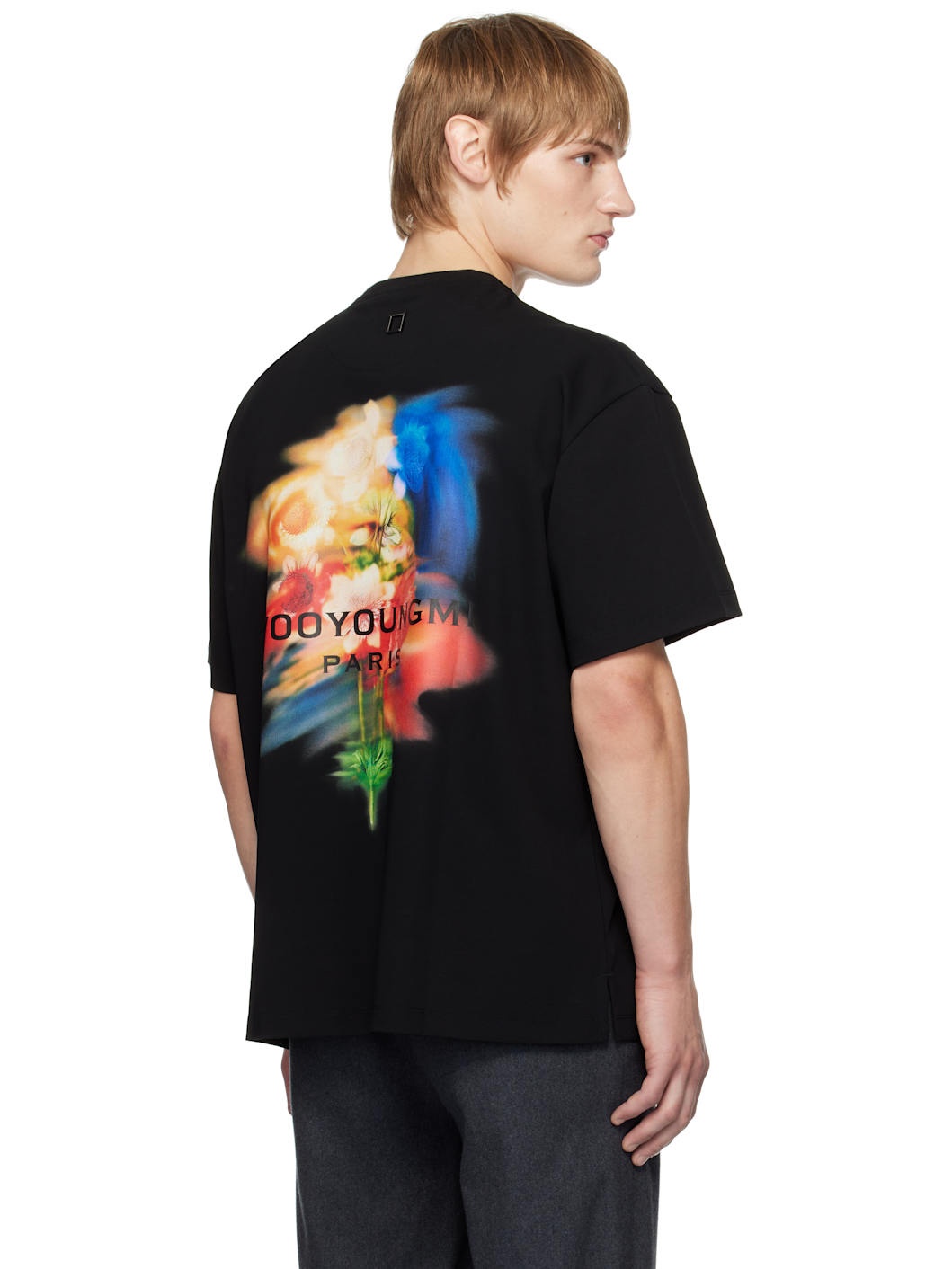 Black Swaying Flower Back Logo T-shirt - 3