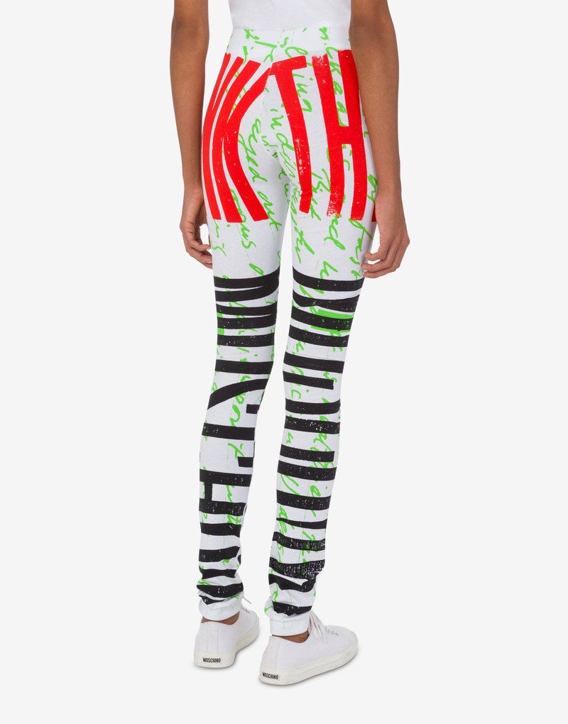 Moschino ORGANIC JERSEY LEGGINGS 'THINK TWICE' outlook