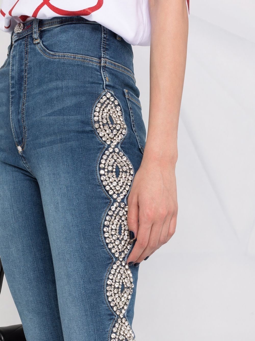 crystal-cable high-waist jeggings - 5