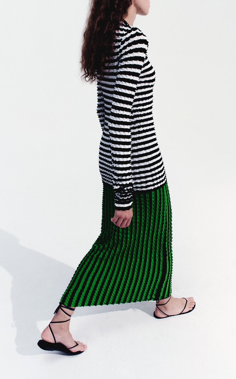ZANKOV Capucine Textured Knit Maxi Skirt dark green outlook
