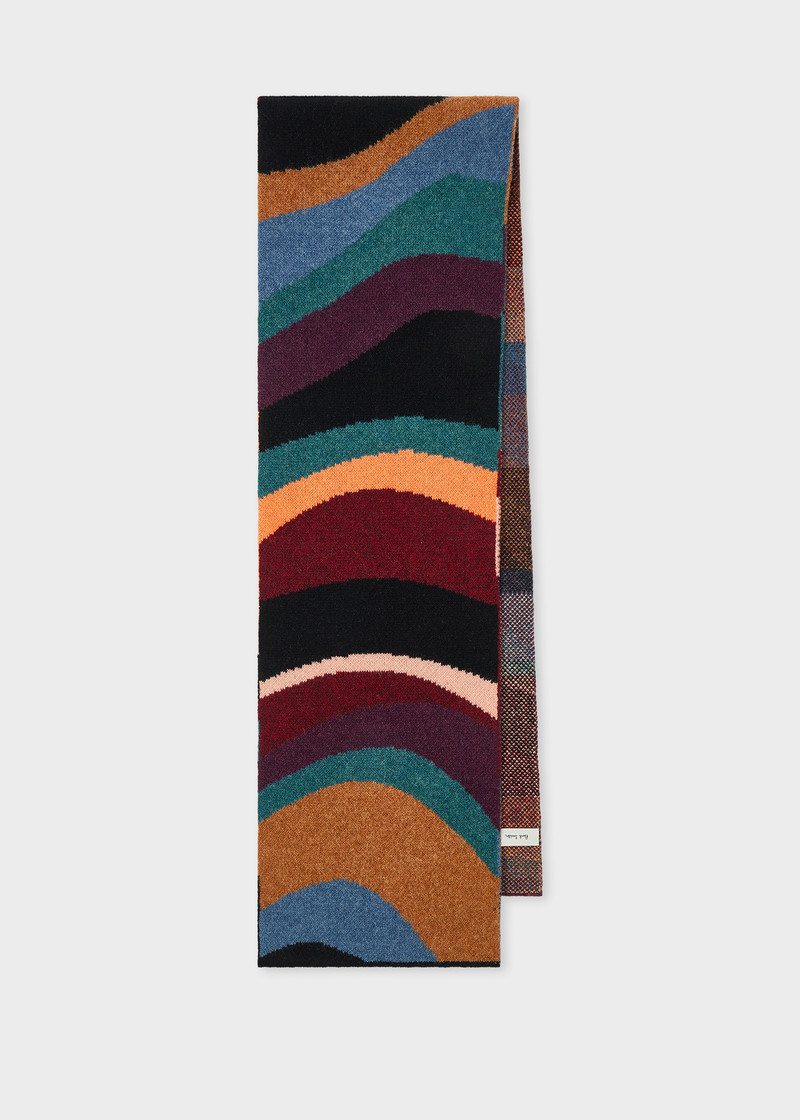 Women's Multicolour 'Swirl' Jacquard Lambswool Scarf 1