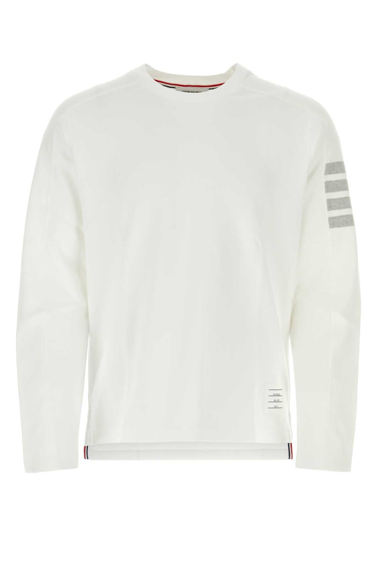 Thom Browne Men White Cotton T-Shirt - 1