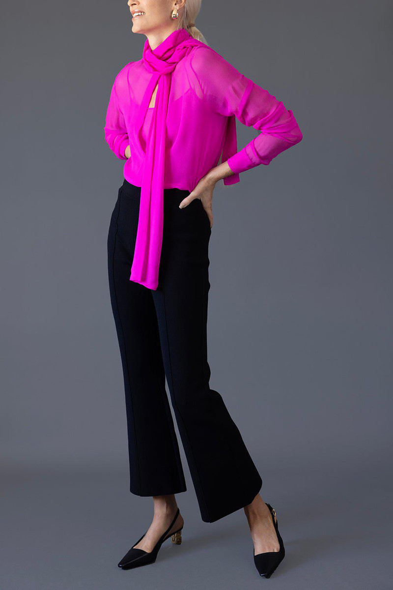COSTARELLOS Tie Neck Button Down Blouse outlook