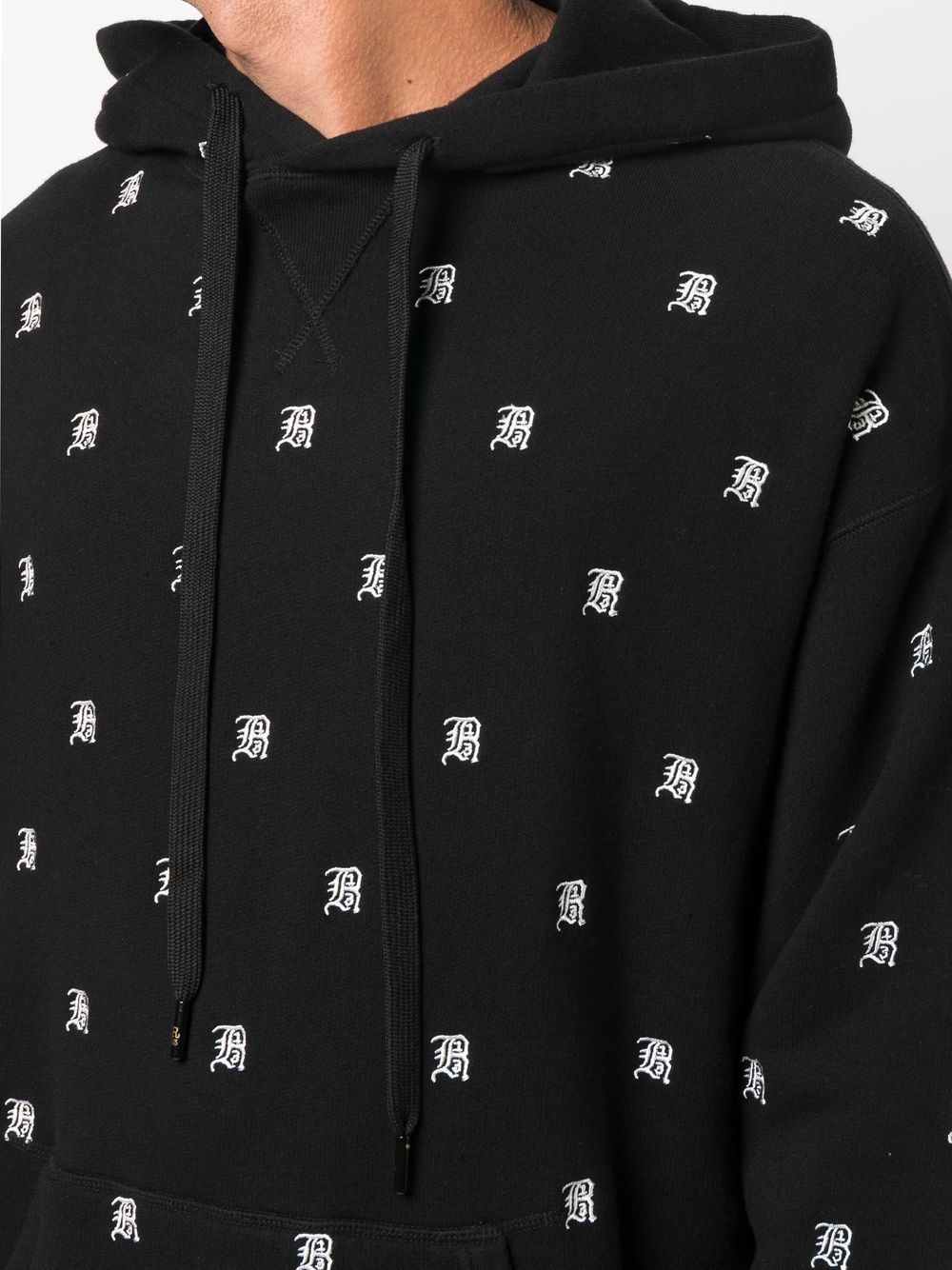 monogram logo embroidered hoodie - 5