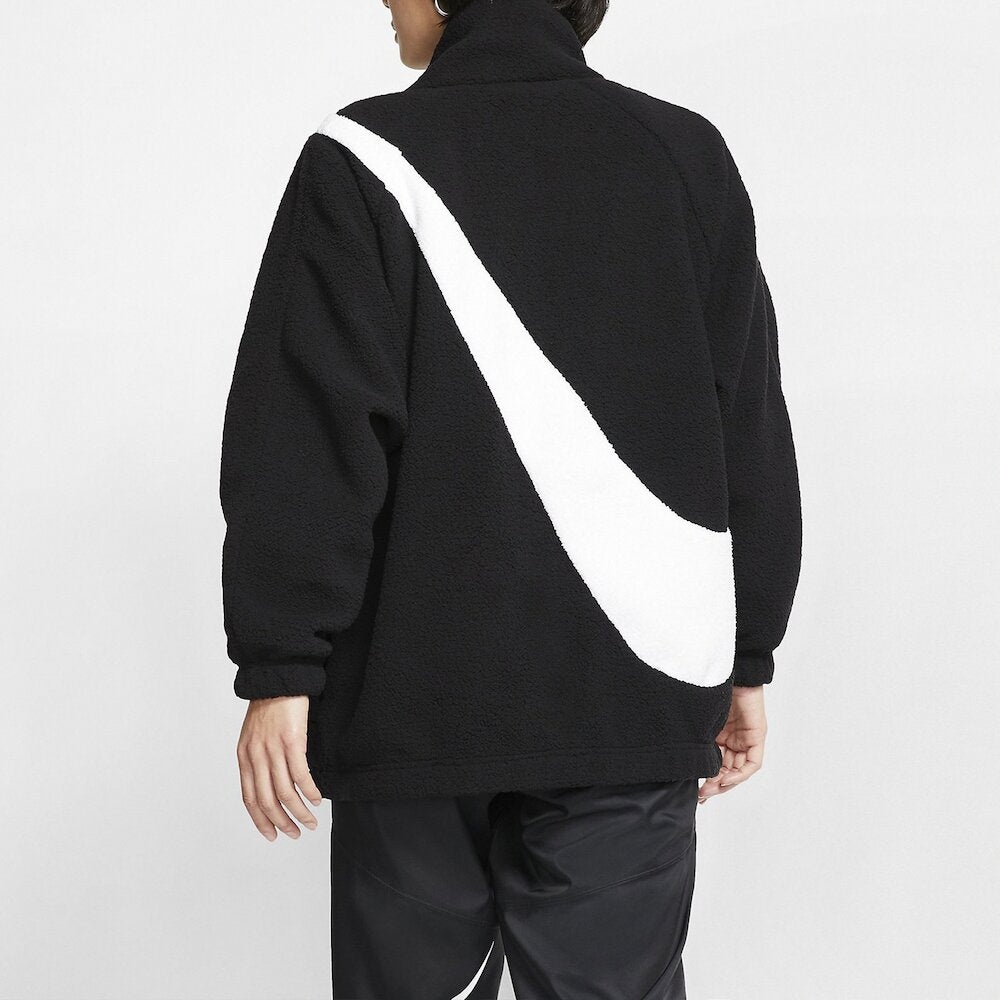 (WMNS) Nike Large Logo Reversible lamb's wool Jacket Black CZ4064-010 - 6