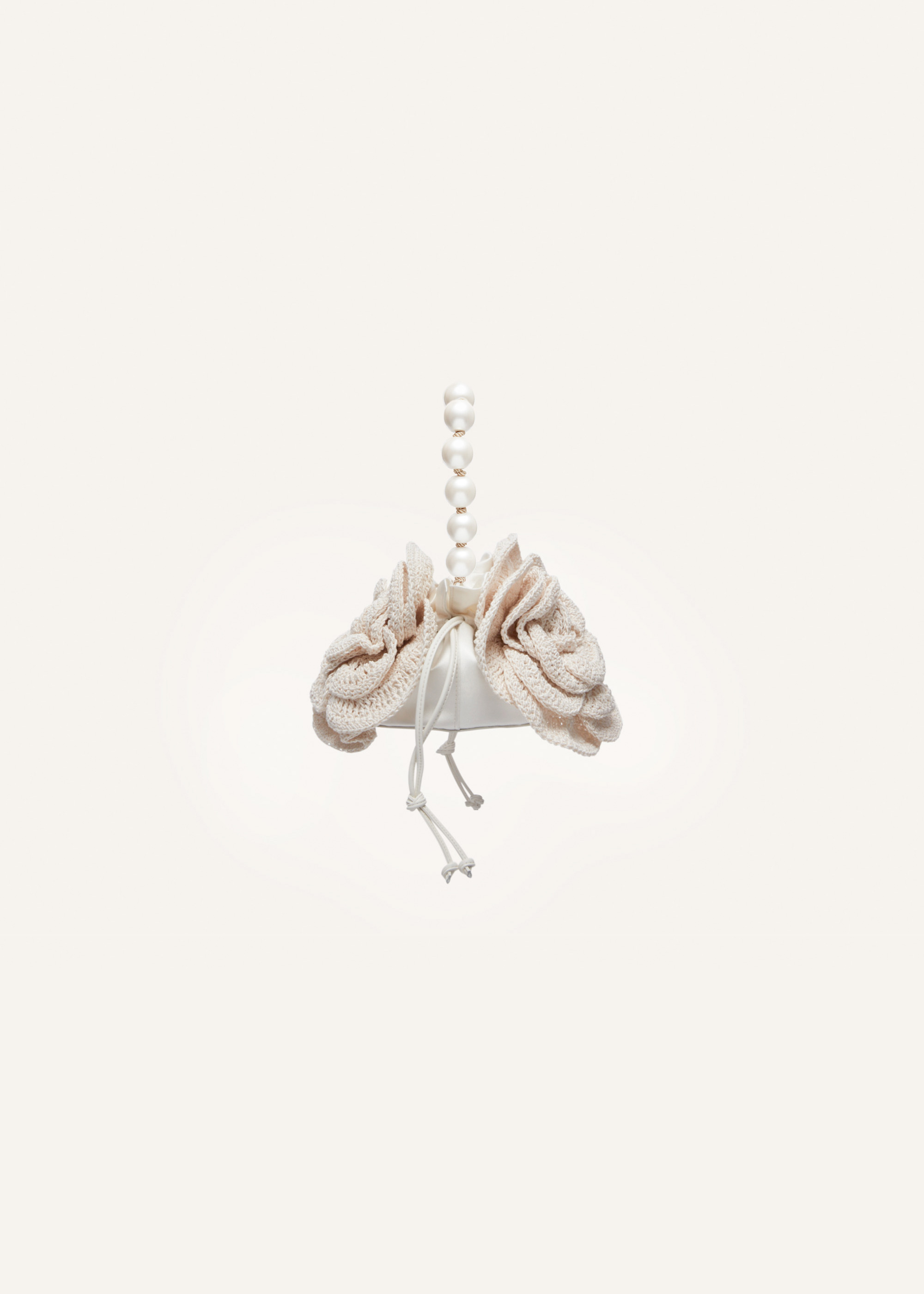 Magda bag pearl strap in cream crochet - 2