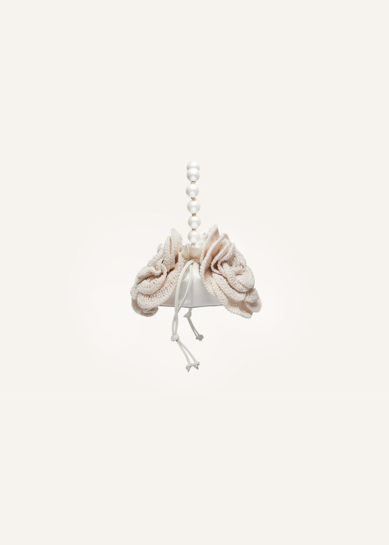 MAGDA BUTRYM Magda bag pearl strap in cream crochet outlook