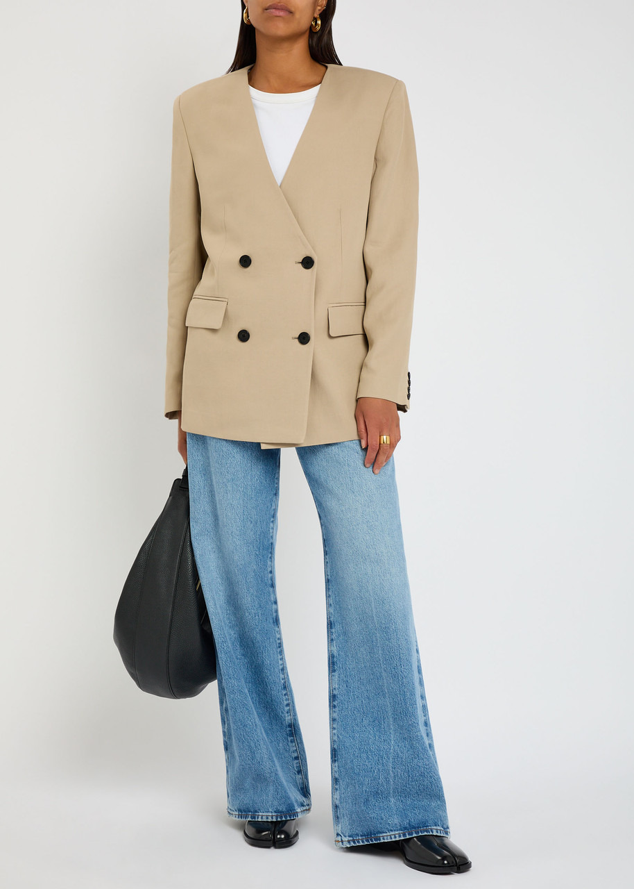 Anine Bing Maron V-neck Woven Blazer - 4