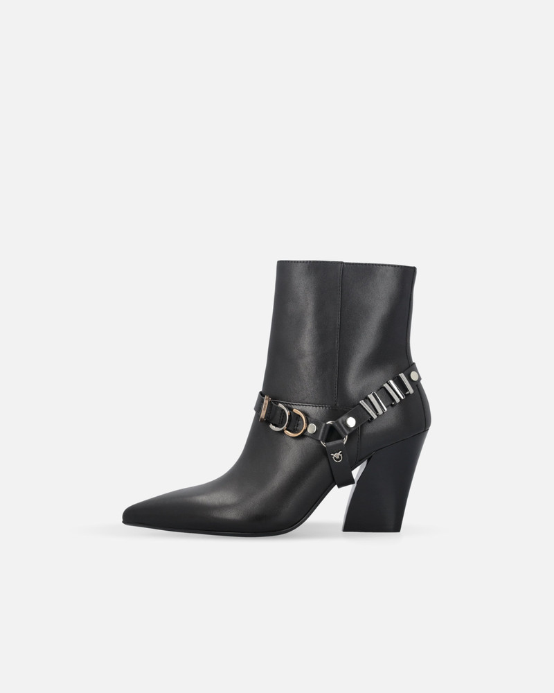 PINKO BOOTIES WITH METAL INSERTS AND LOVE BIRDS LOGO outlook