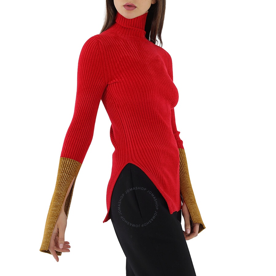 Moncler Ladies 1952 Turtleneck Contrast Cuff Sweater - 4