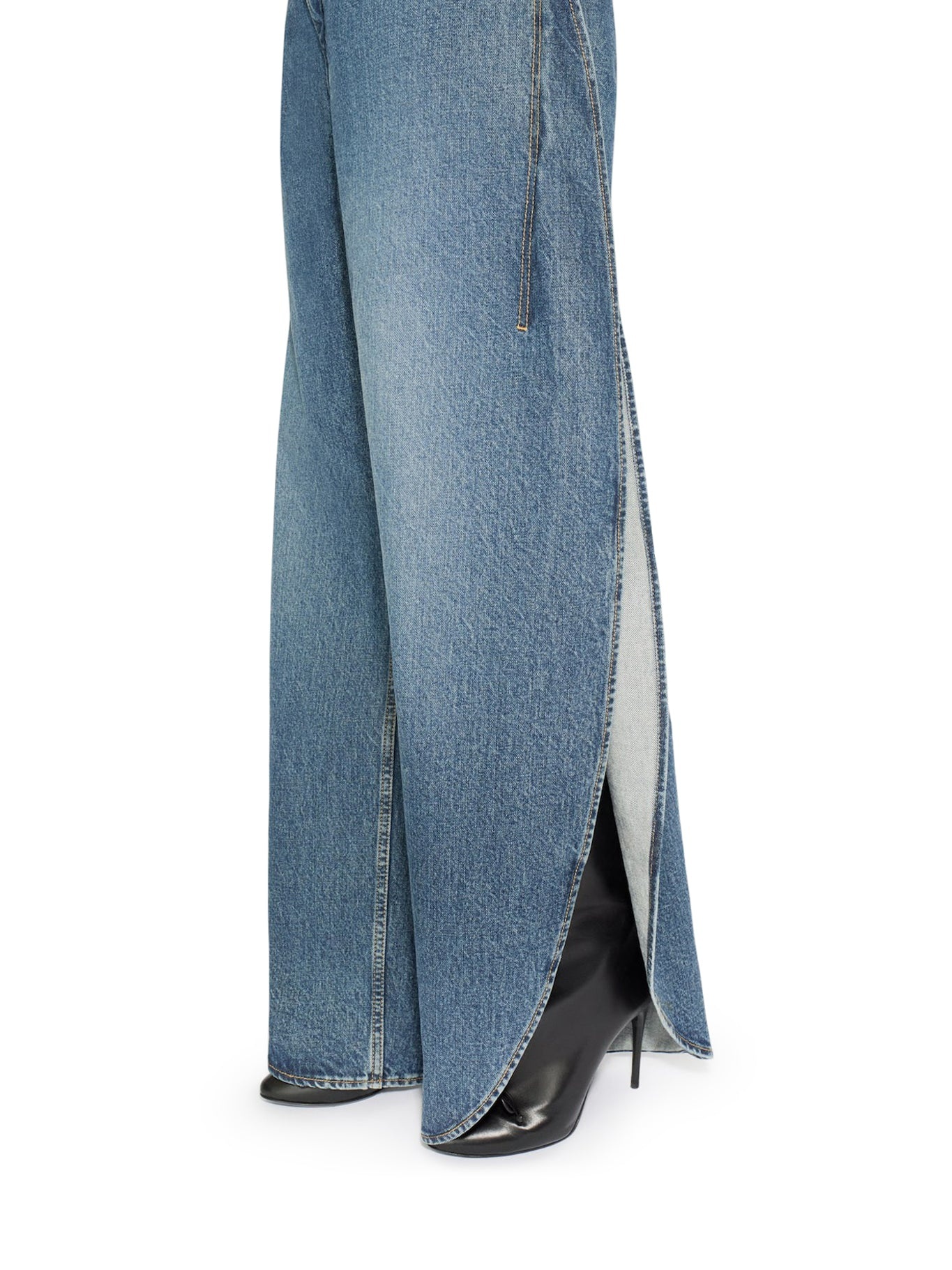 STONE WASHED DENIM ROUNDED JEANS - 6