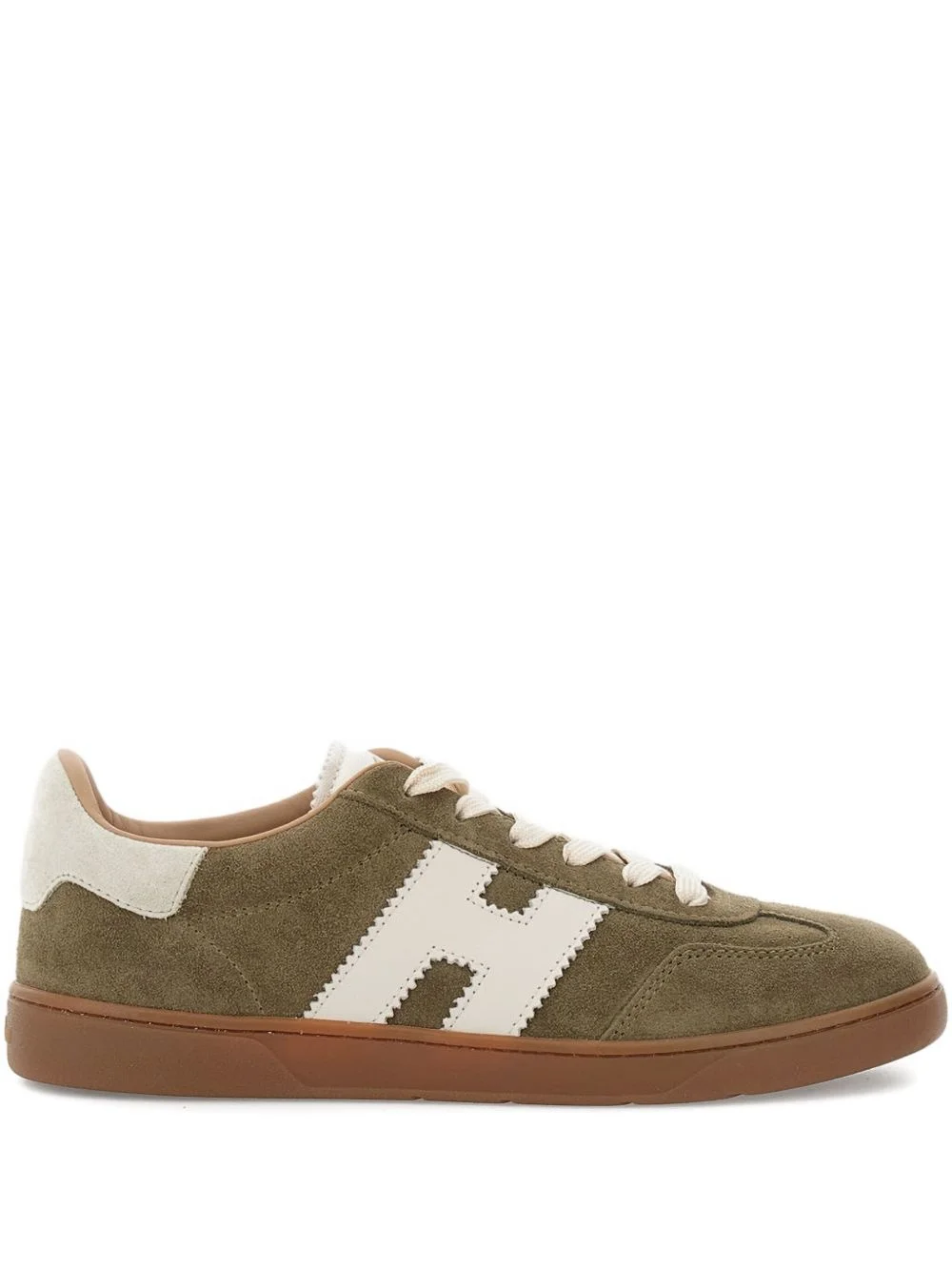 suede-panels leather H-logo sneakers - 1