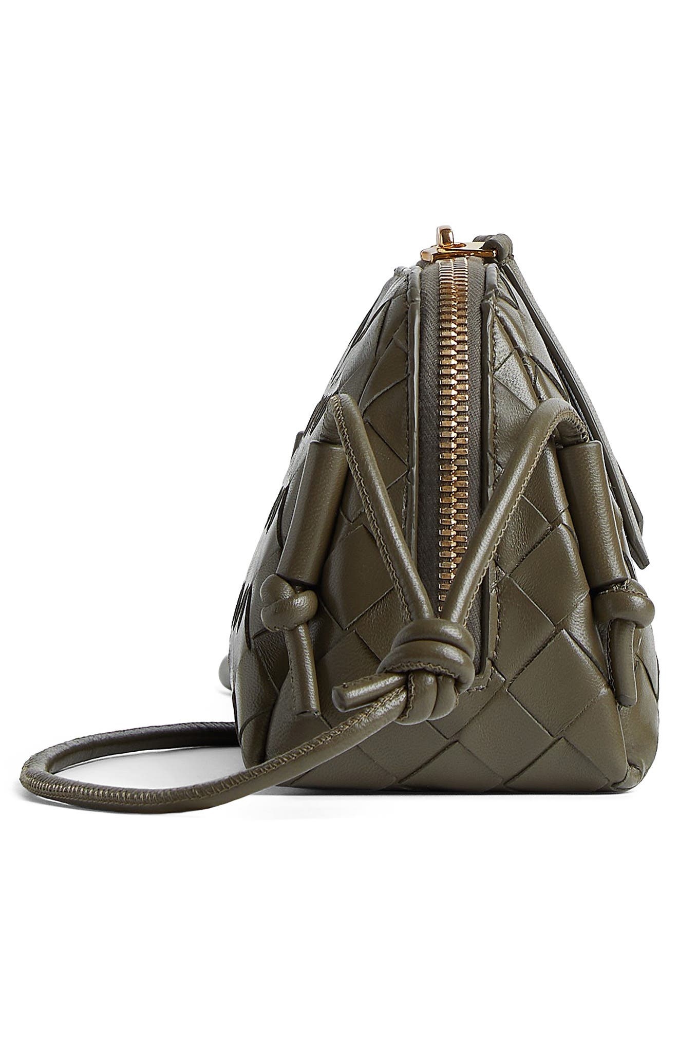 Bottega Veneta Mini Concert Intrecciato Leather Crossbody Bag in 3228 Cypress-Gold at Nordstrom - 5