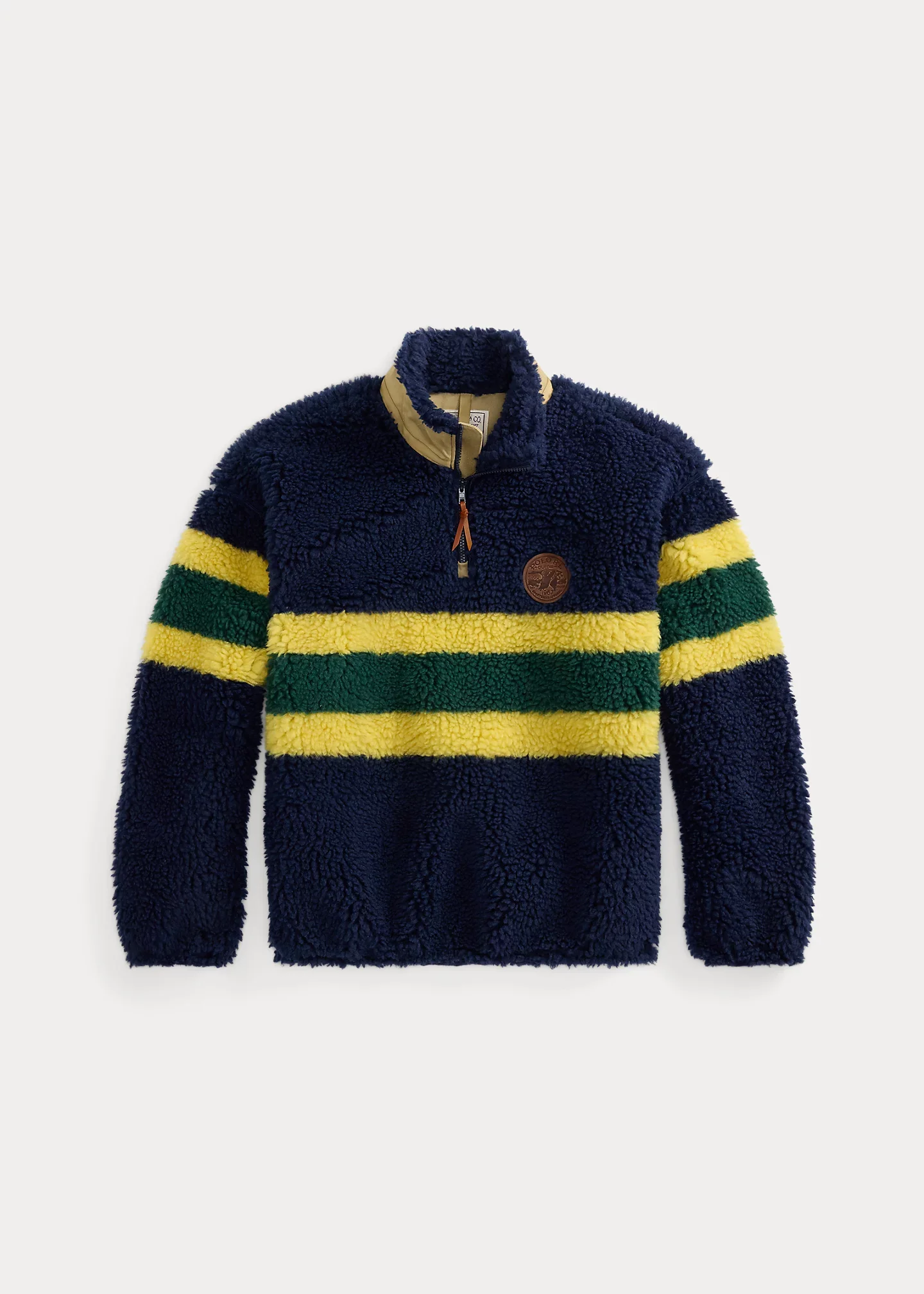 Striped Pile Fleece Pullover - 1
