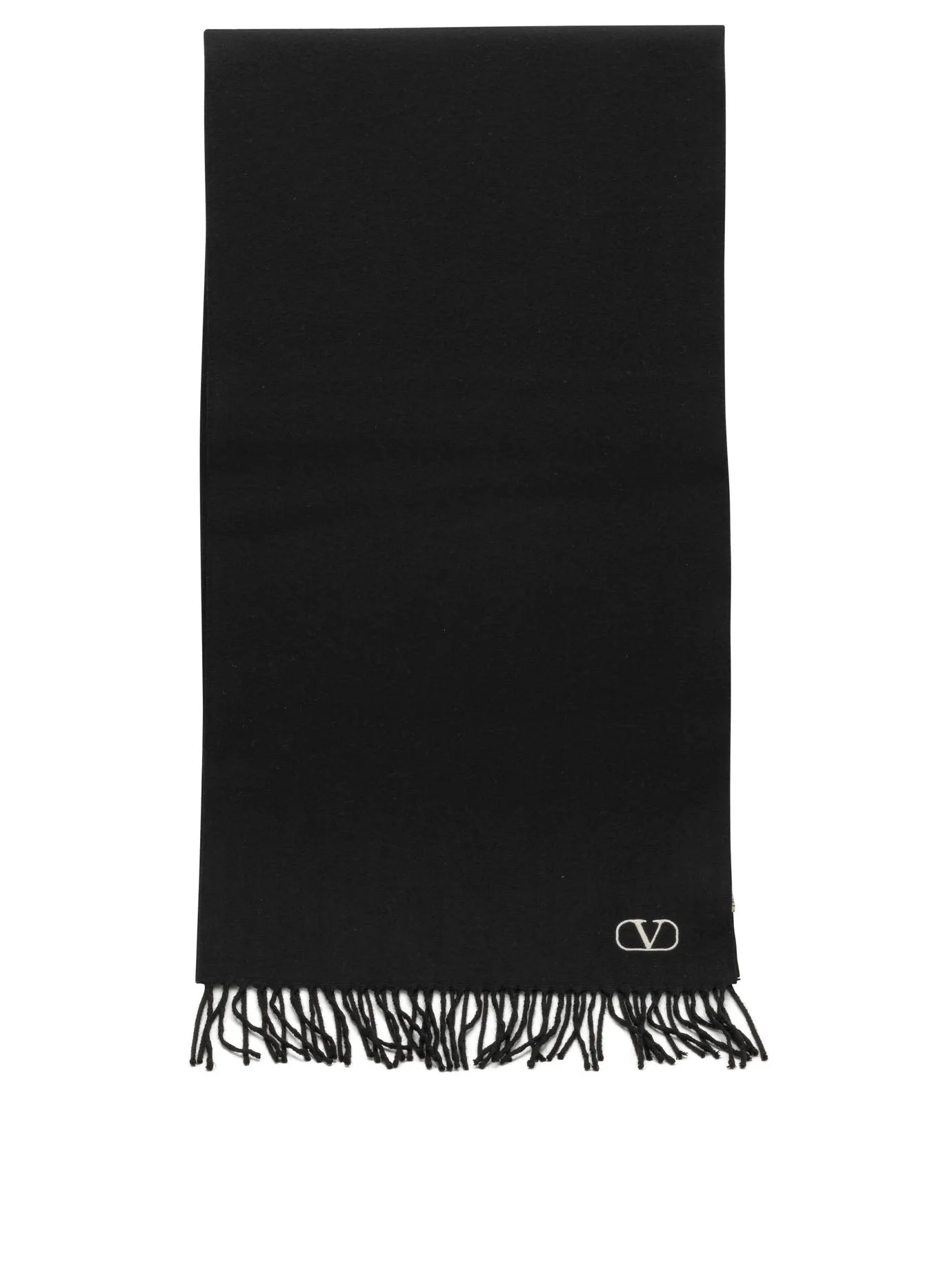 Valentino Garavani Vlogo Fringed Scarf Black - 1