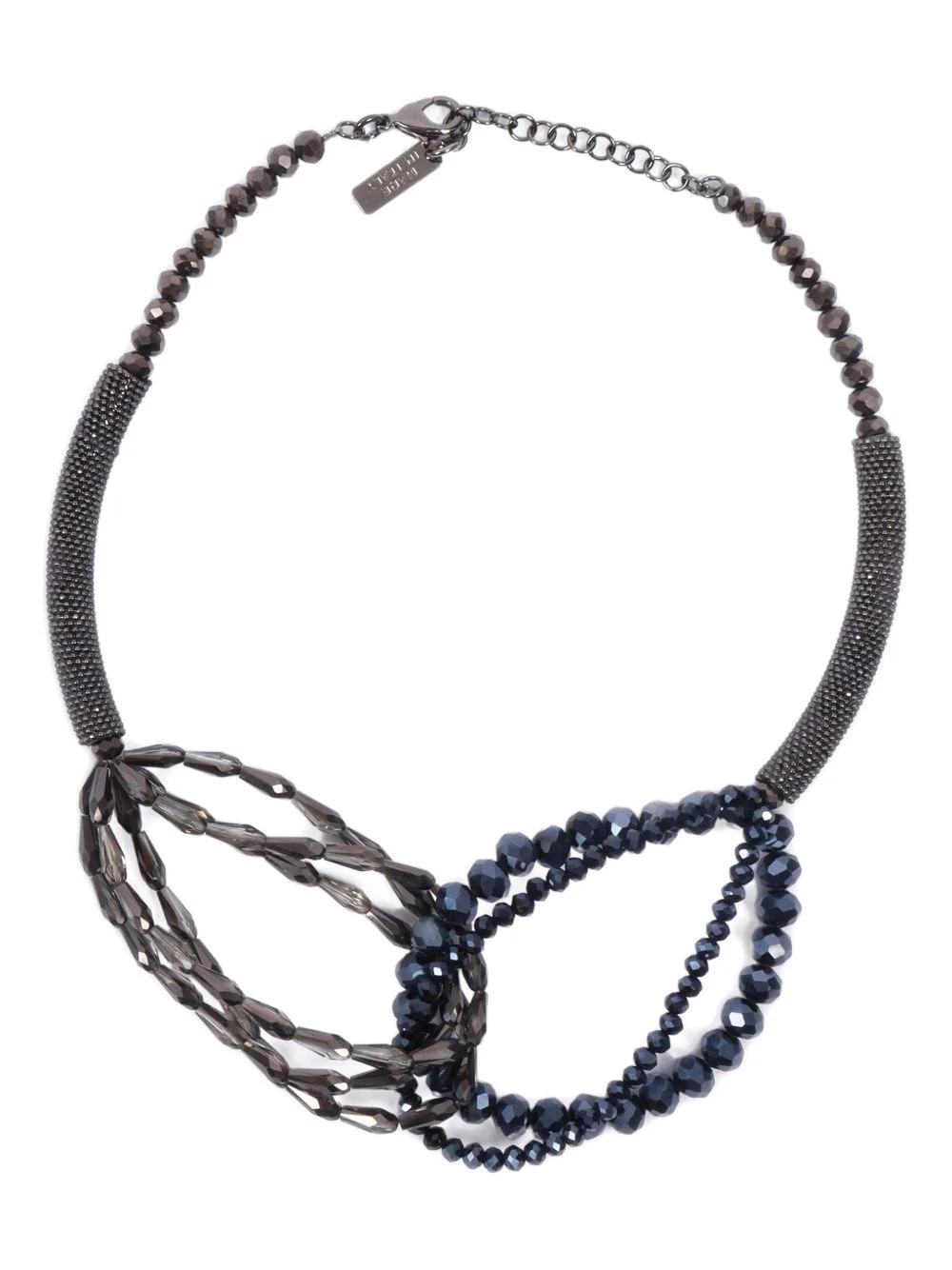 crystal-beaded two-tone necklace - 1