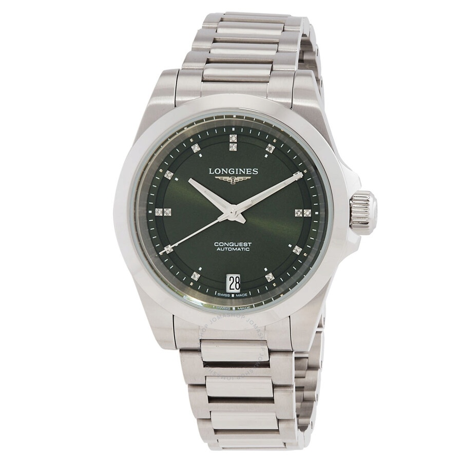 Longines Conquest Automatic Diamond Green Dial Ladies Watch L3.430.4.07.6 - 1