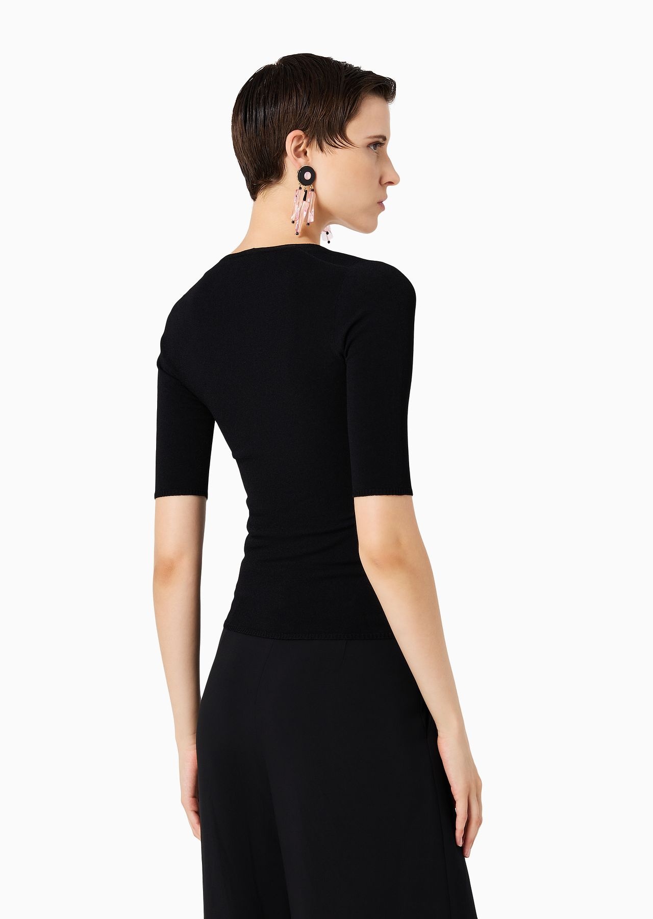 Viscose and wool blend jacquard crew-neck jumper - 3
