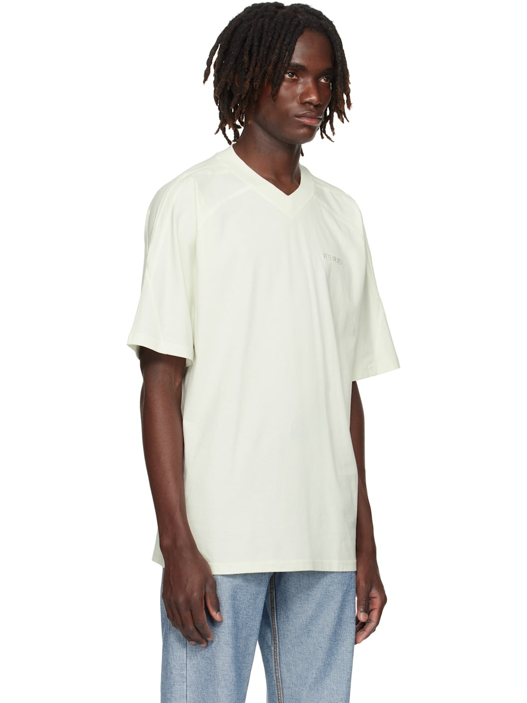 White Cut-Up V-Neck T-shirt - 2