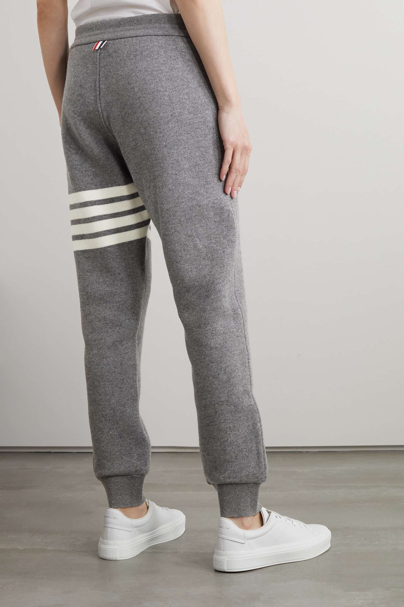 Striped cashmere-blend track pants - 4