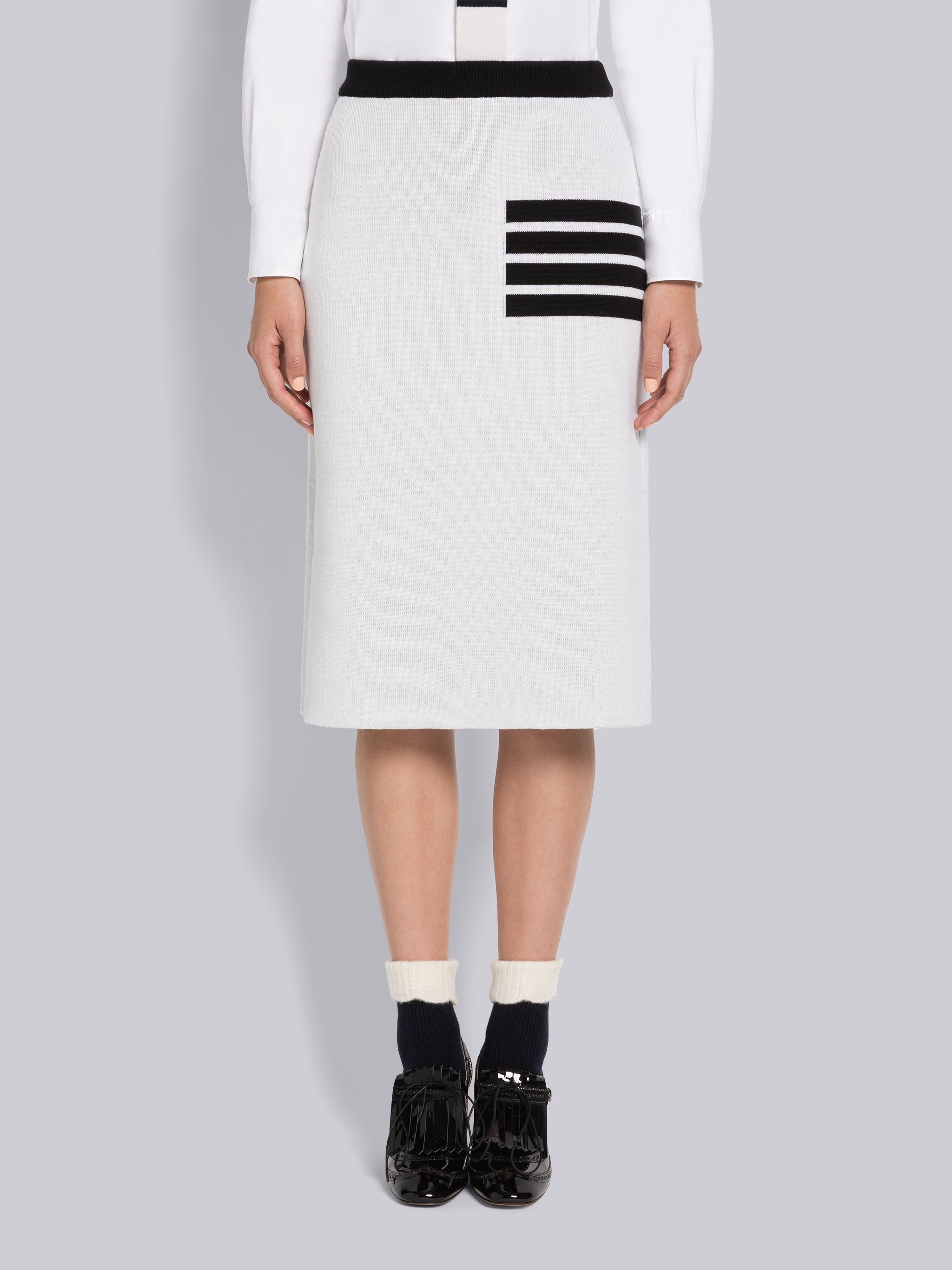Double Face Merino 4-Bar A-line Skirt - 1