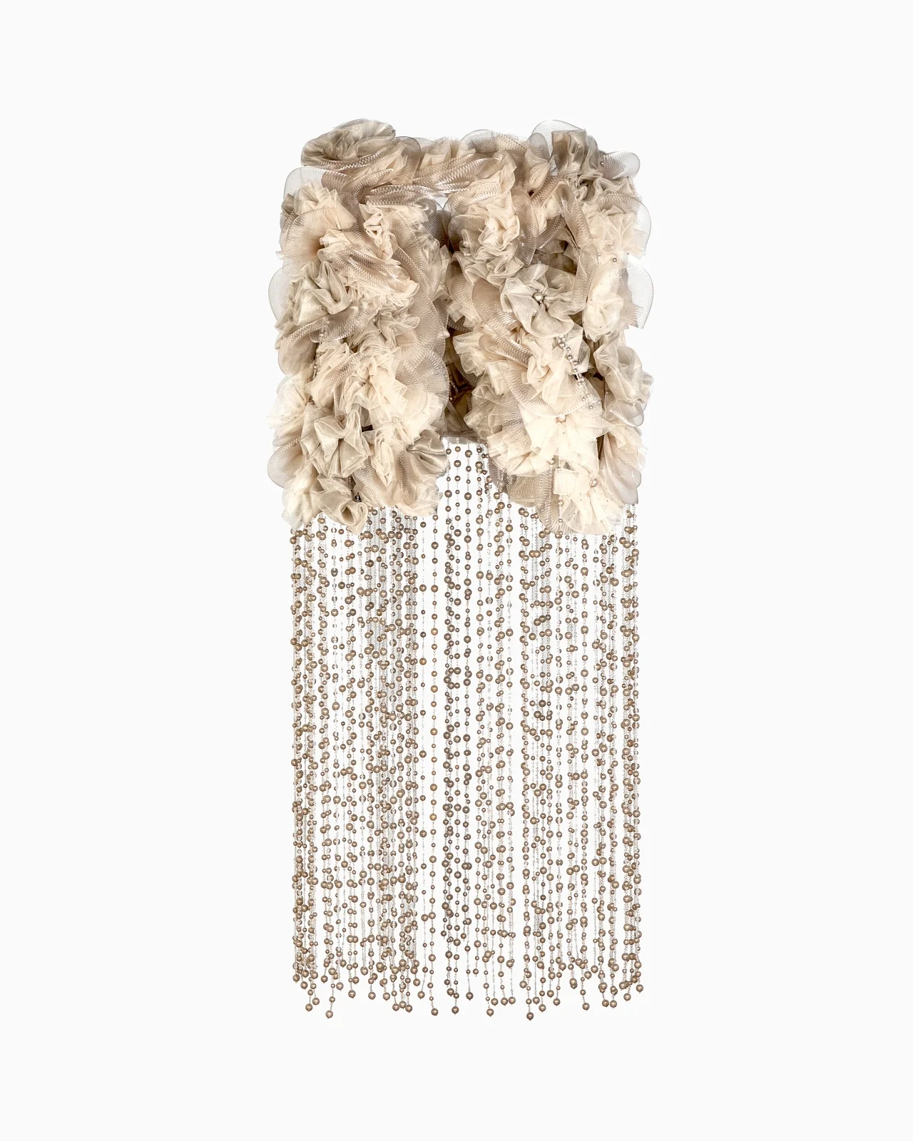 CRINOLINE AND TULLE CAPE WITH FRINGES - 1