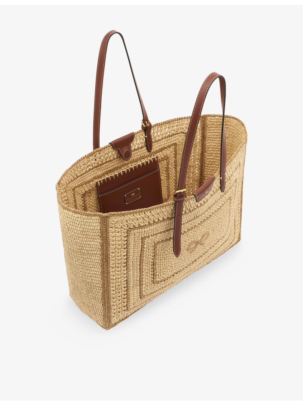 Bow-Embroidered Raffia Tote Bag - 4