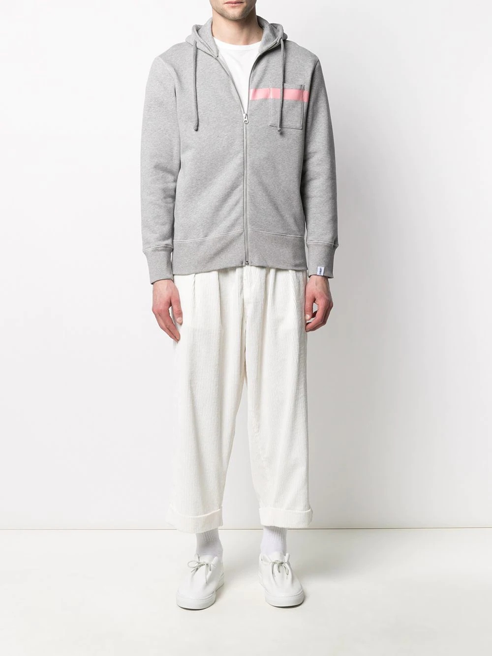 horizontal-stripe zip-up hoodie - 2