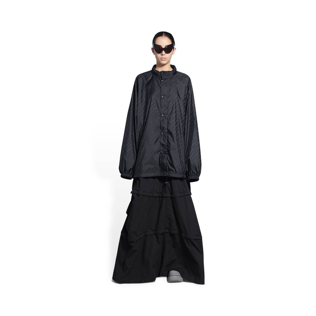 Women's Allover Logo Rain Jacket  in Black - 2