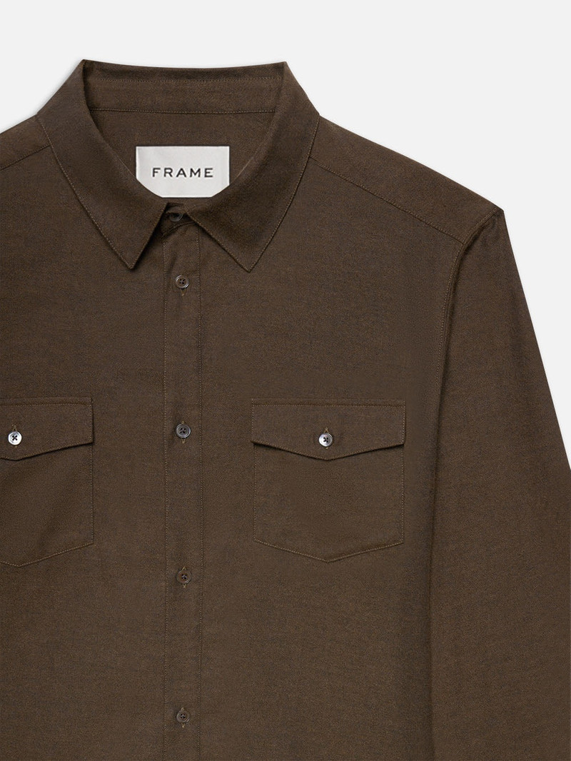 FRAME Double Pocket Wool Blend Shirt in Soft Mocha outlook