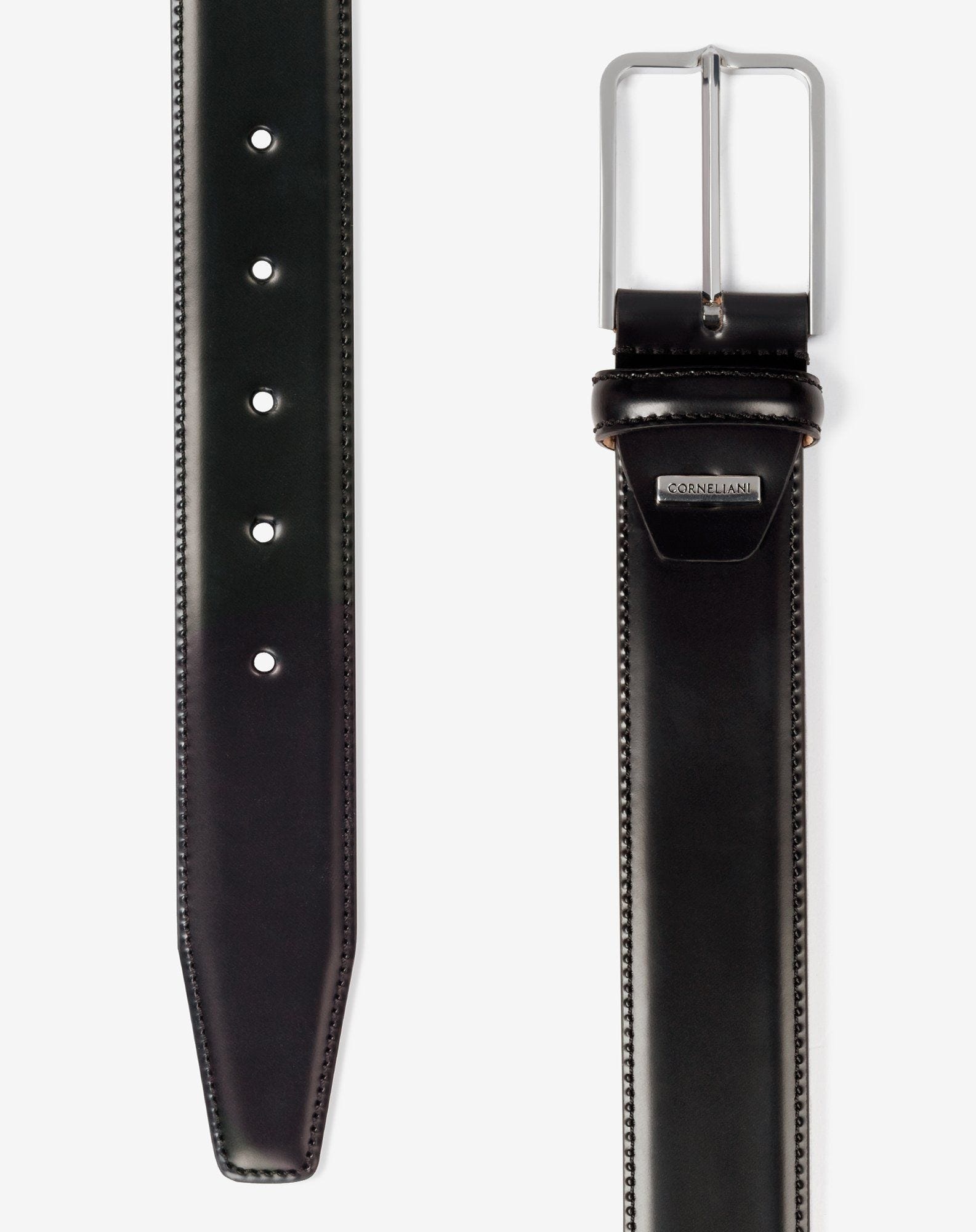 Black leather belt with silver buckle - 2