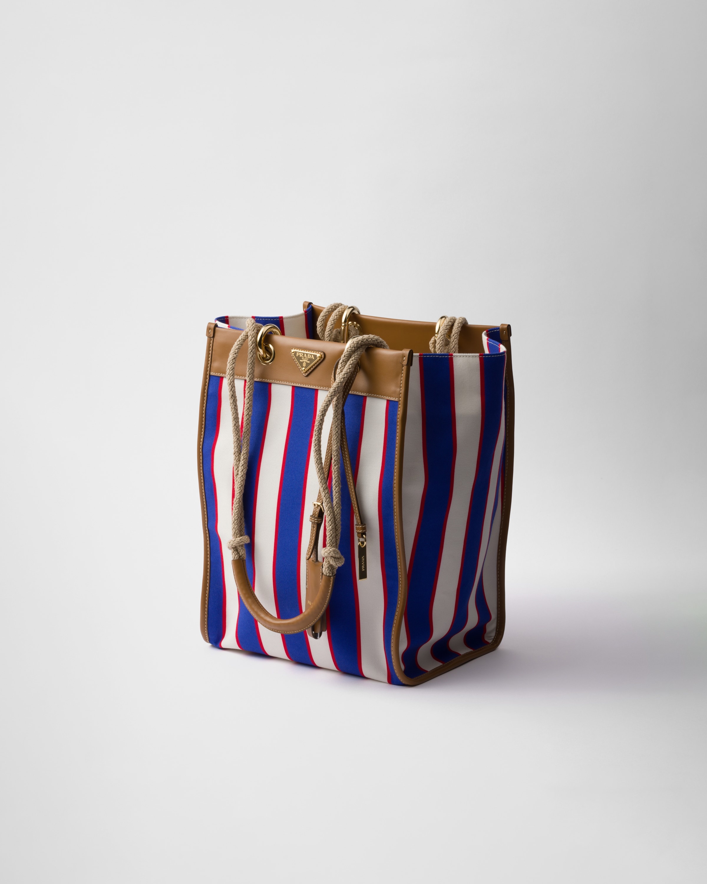 Large printed canvas and leather tote bag - 2