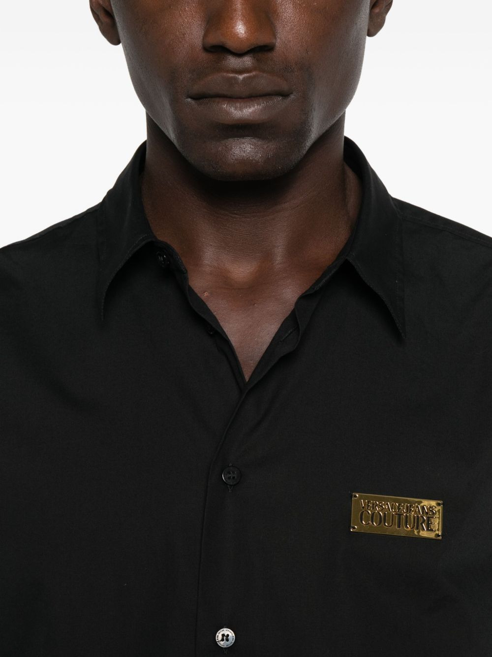 logo-plaque cotton shirt - 5
