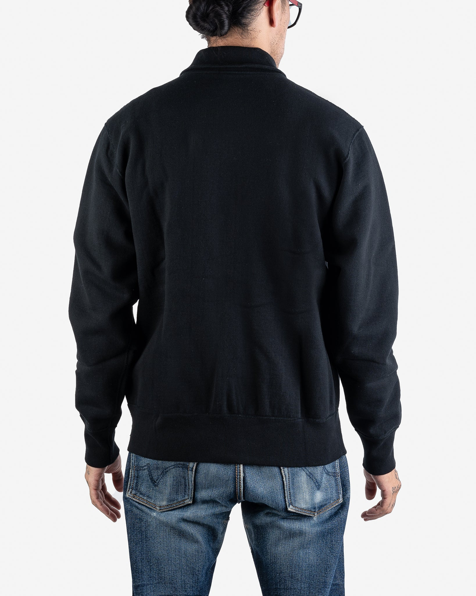 IHSW-11-BLK 14oz Ultra Heavyweight Loopwheel Cotton Zip Up Sweater - Black - 3