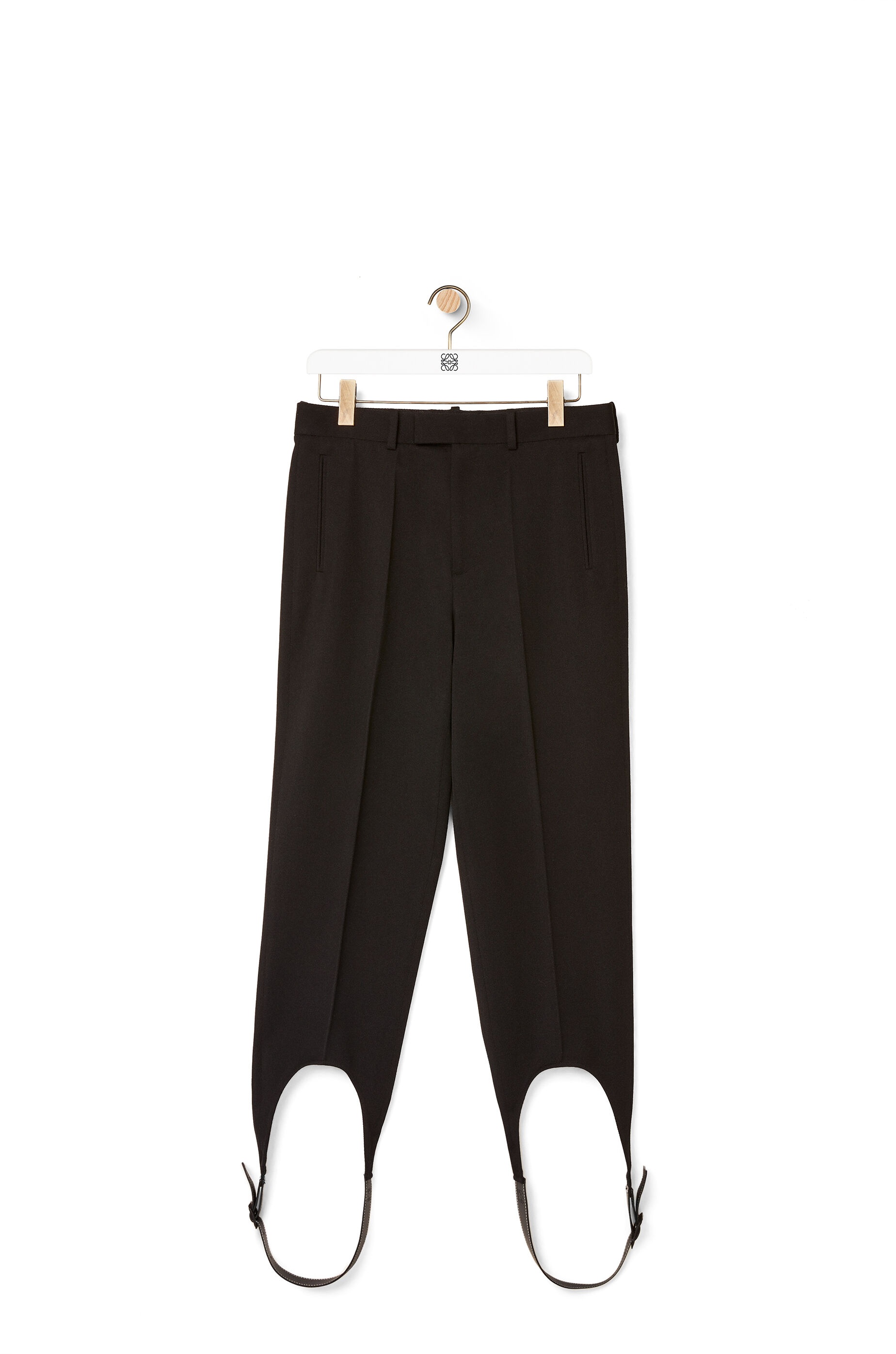 Leather strap trousers in wool - 1