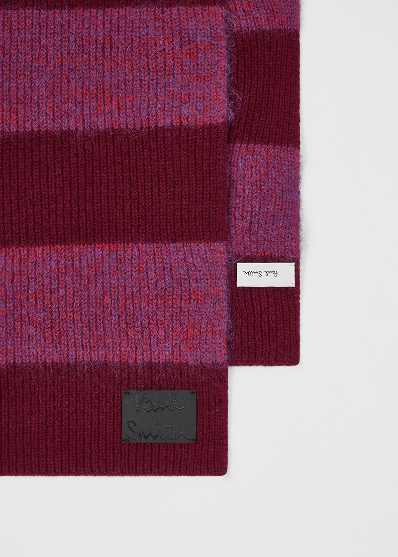 Paul Smith Burgundy and Pink Chunky Stripe Lambswool-Mohair Blend Scarf outlook