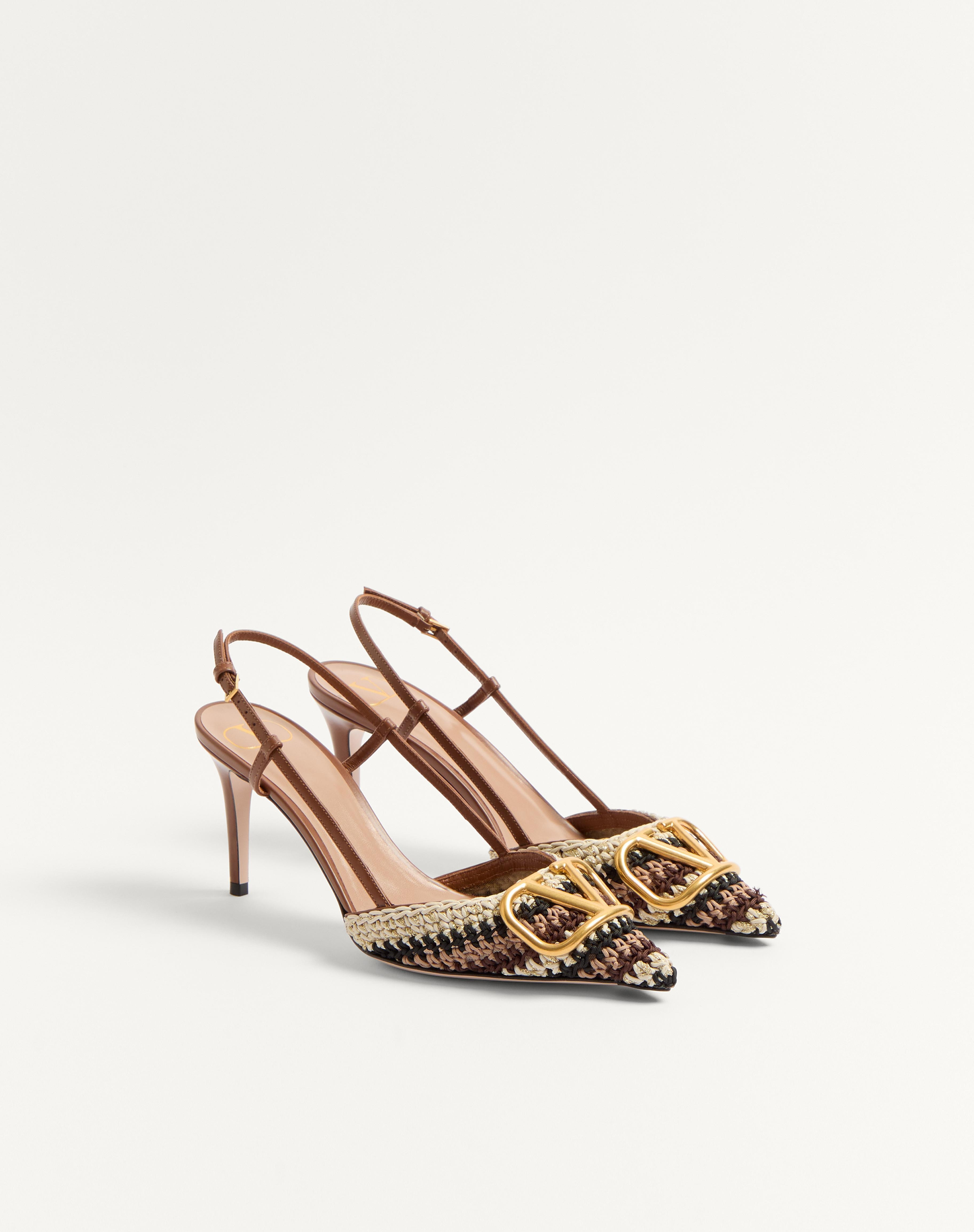 VLOGO SIGNATURE SLINGBACK PUMP WITH CROCHET EMBROIDERY 80MM - 3