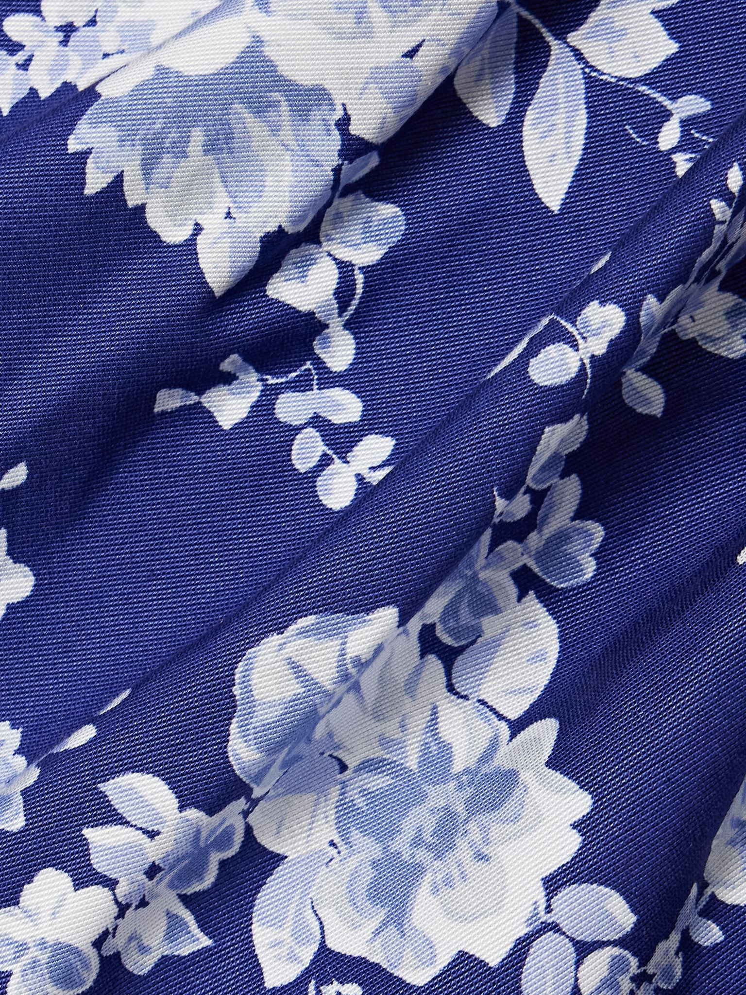 Ruched floral-print faille gown Bright blue - 4